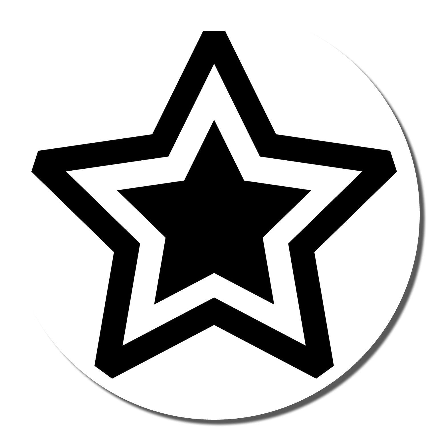 Round Double Star Rubber Stamp with a black double star design on a white background, showing a bold and clear imprint.