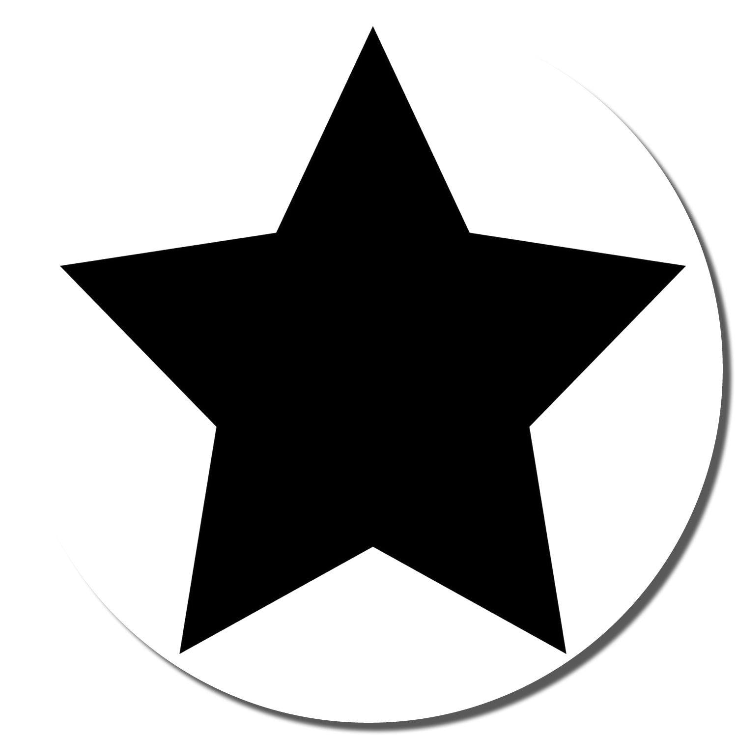 Round Solid Star Rubber Stamp imprint featuring a bold, black star in the center of a white circular background.