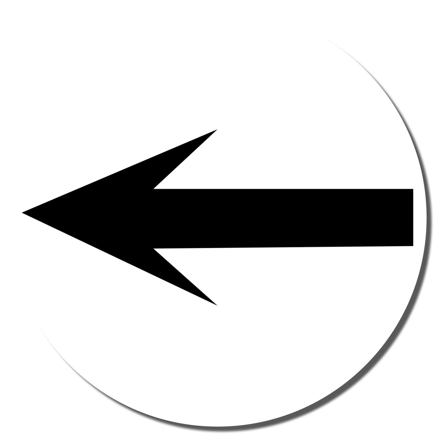 Black arrow pointing left on a white background, created with the Self Inking Round Arrow Stamp.