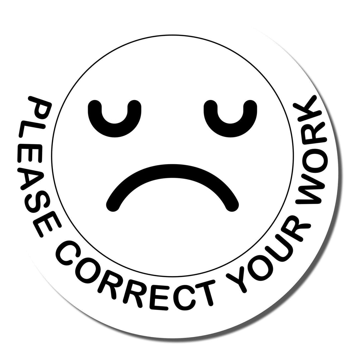 Round Please Correct Smiley Rubber Stamp - Engineer Seal Stamps - Brand_Acorn, Impression Size_Small, Stamp Type_Regular Stamp, Type of Use_Teacher