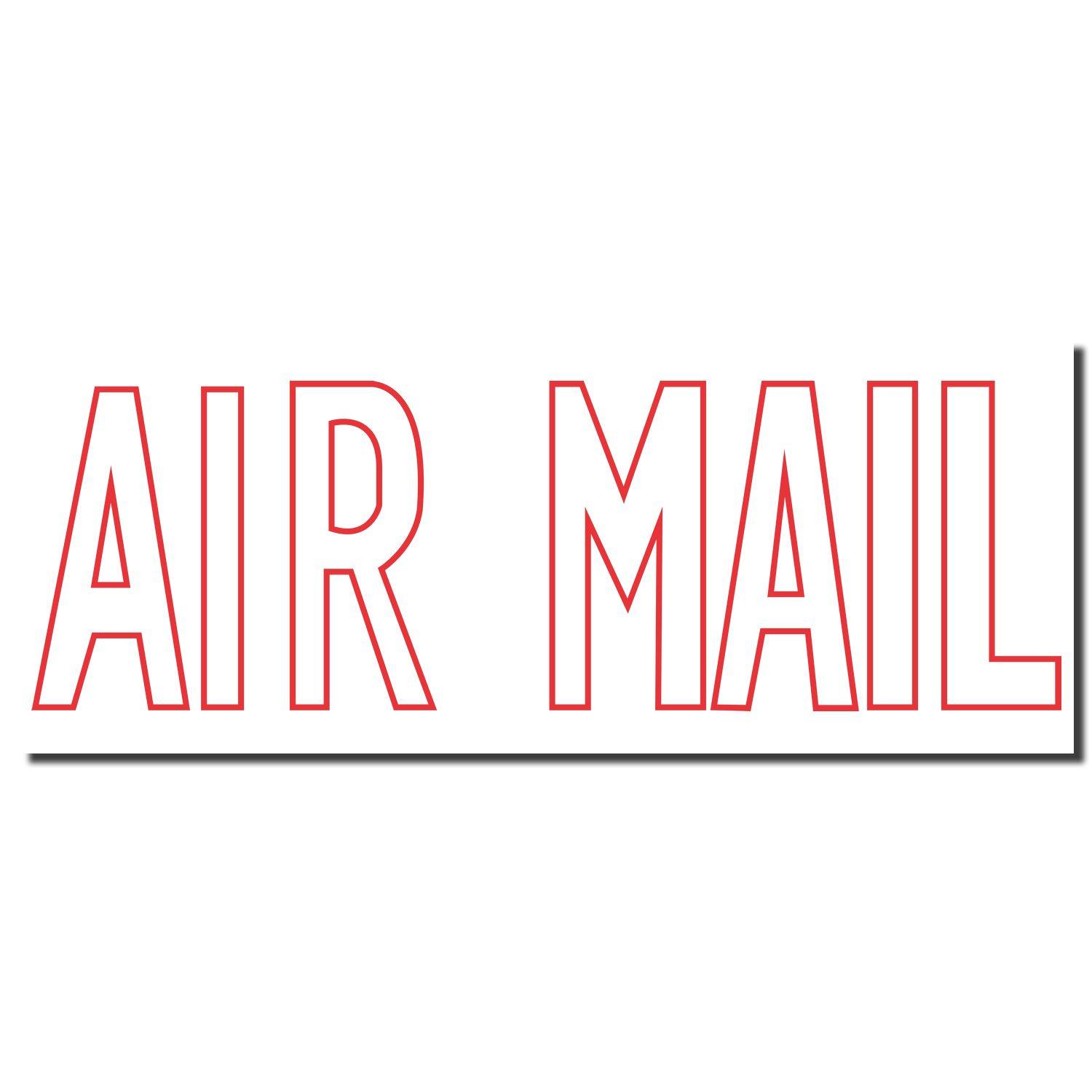 Red "AIR MAIL" imprint from the Air Mail Xstamper Stamp on a white background.