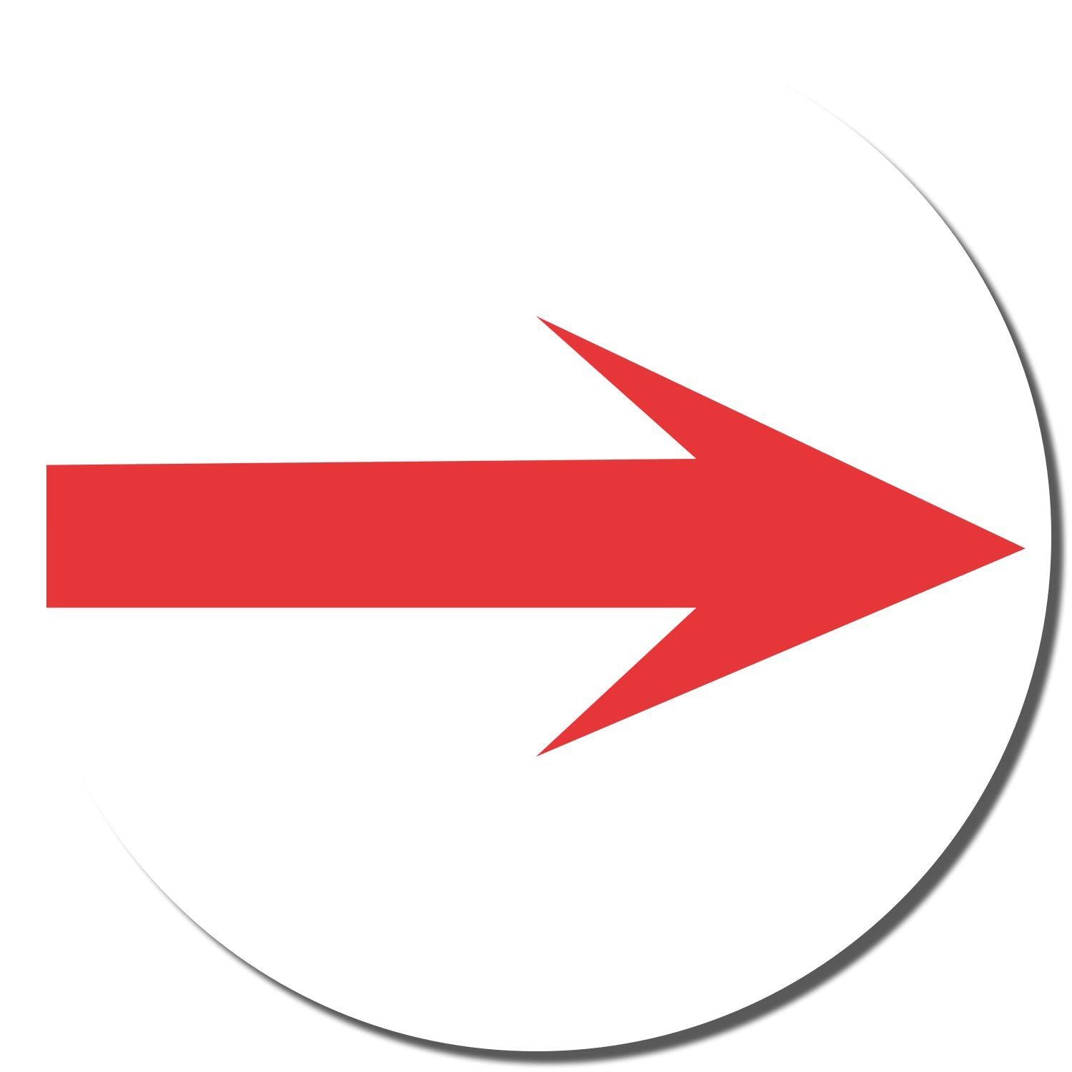 Red arrow pointing right on a white background, imprint of the Round Arrow Xstamper Stamp.