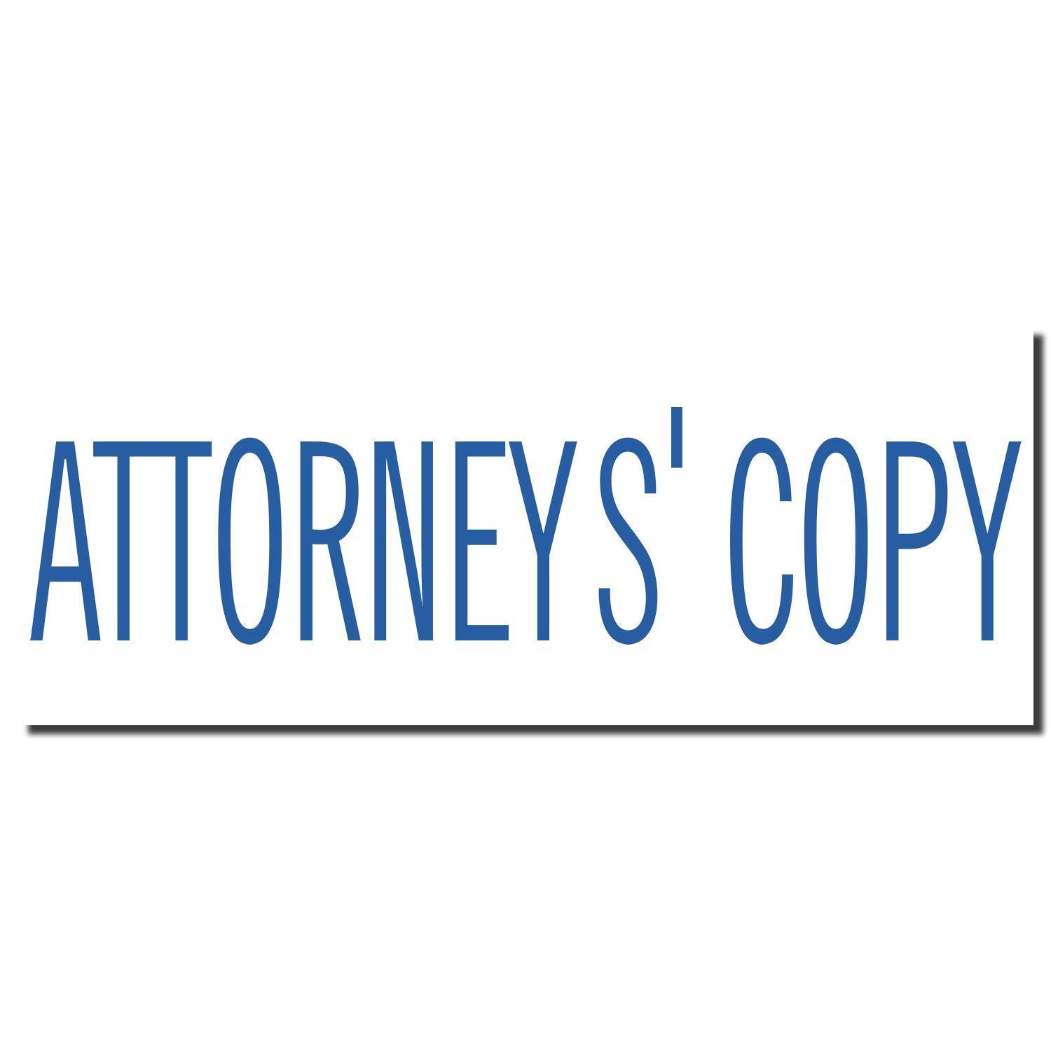 Image of the blue text ATTORNEYS' COPY stamped on a white background using the Attorney's Copy Xstamper Stamp.