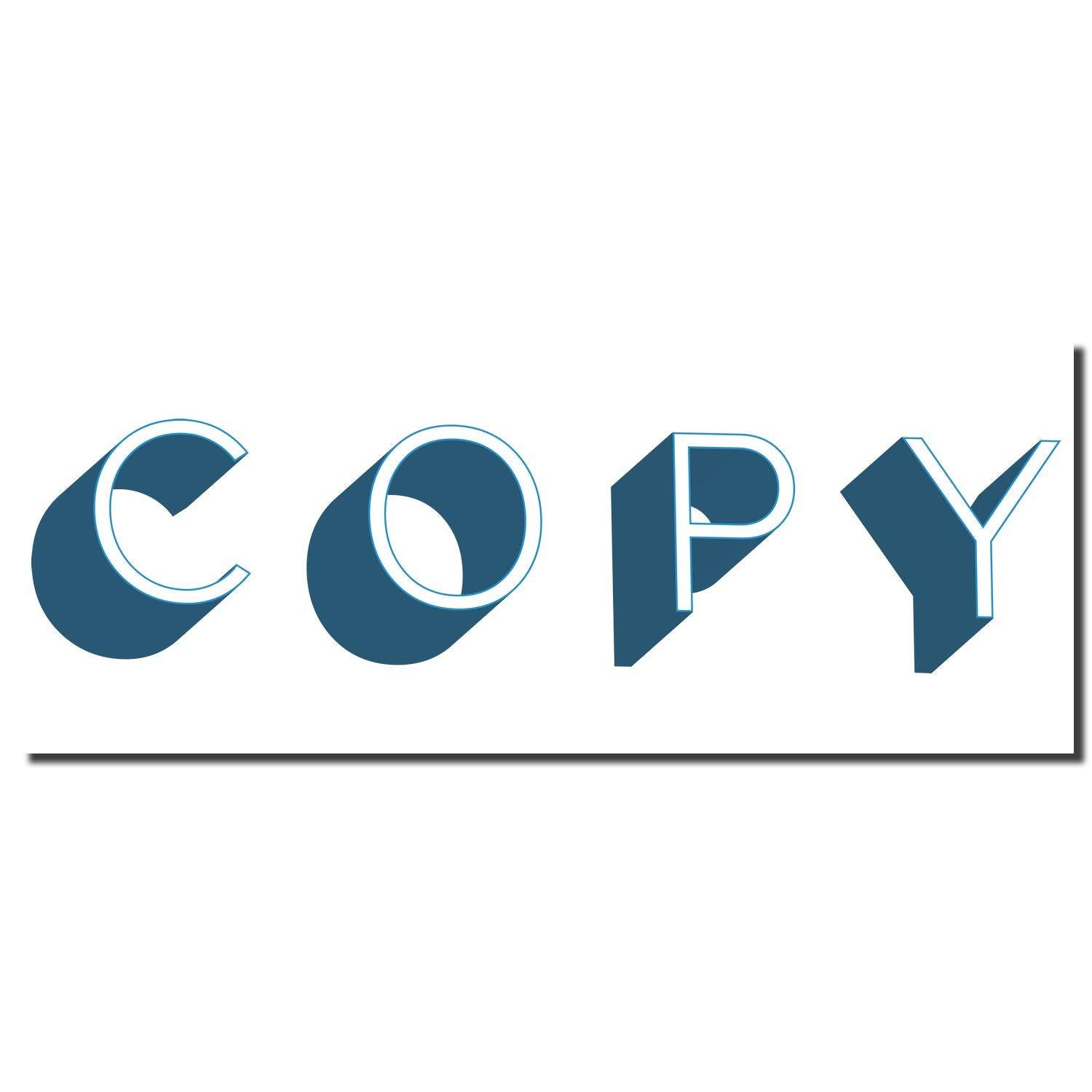 Image of the Bold Blue Copy Xstamper Stamp imprint showing the word COPY in bold, blue, 3D letters on a white background.