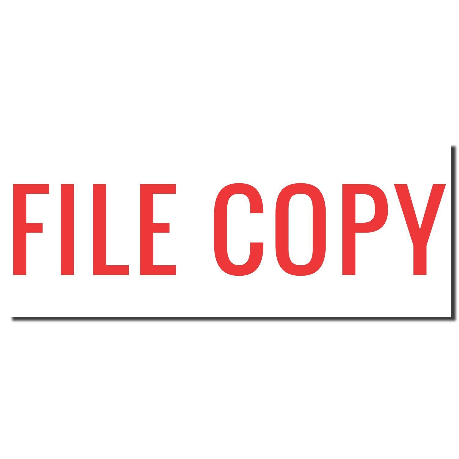 Image of a red FILE COPY imprint from the Red File Copy Xstamper Stamp on a white background.