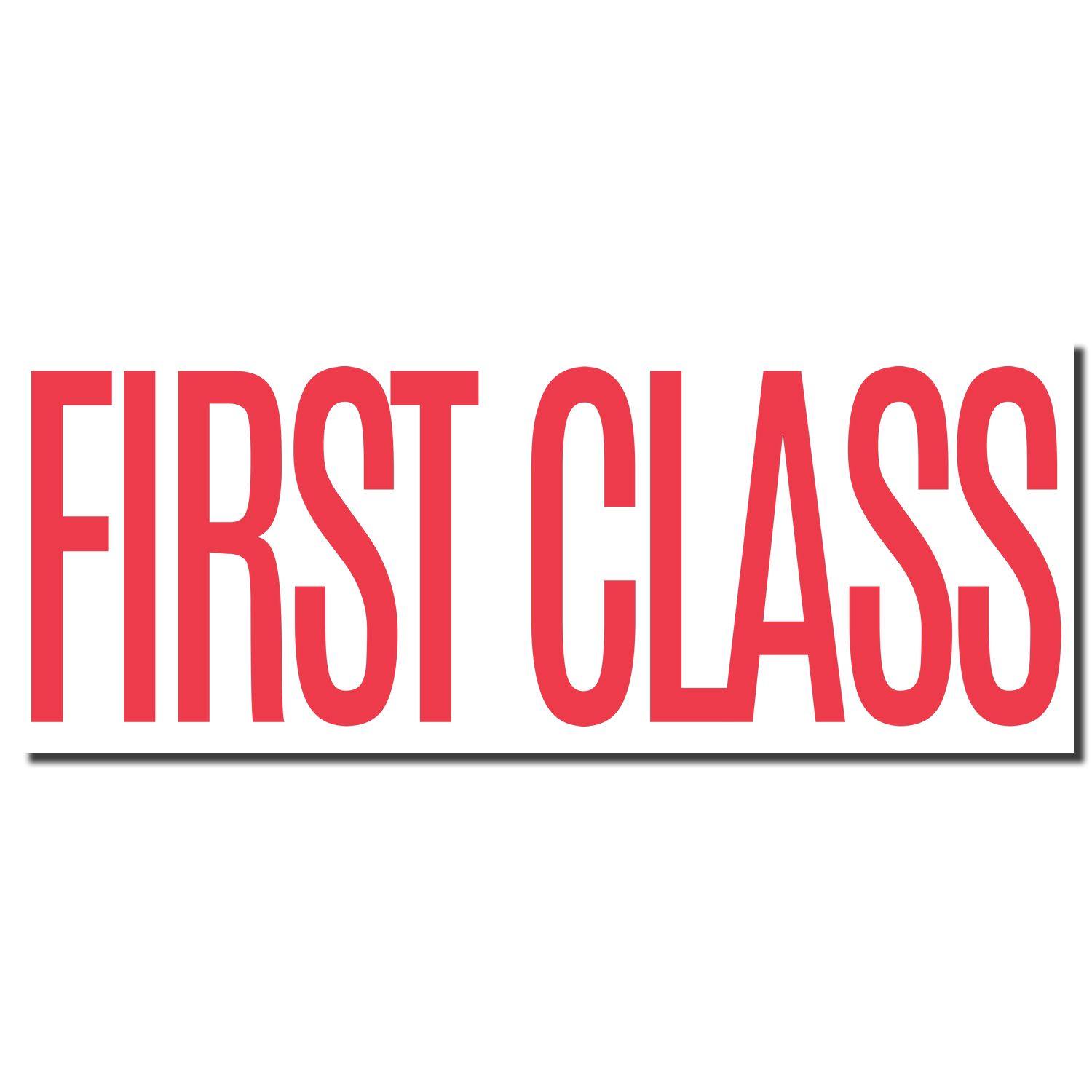 Red First Class Xstamper Stamp imprint with bold red FIRST CLASS text on a white background.