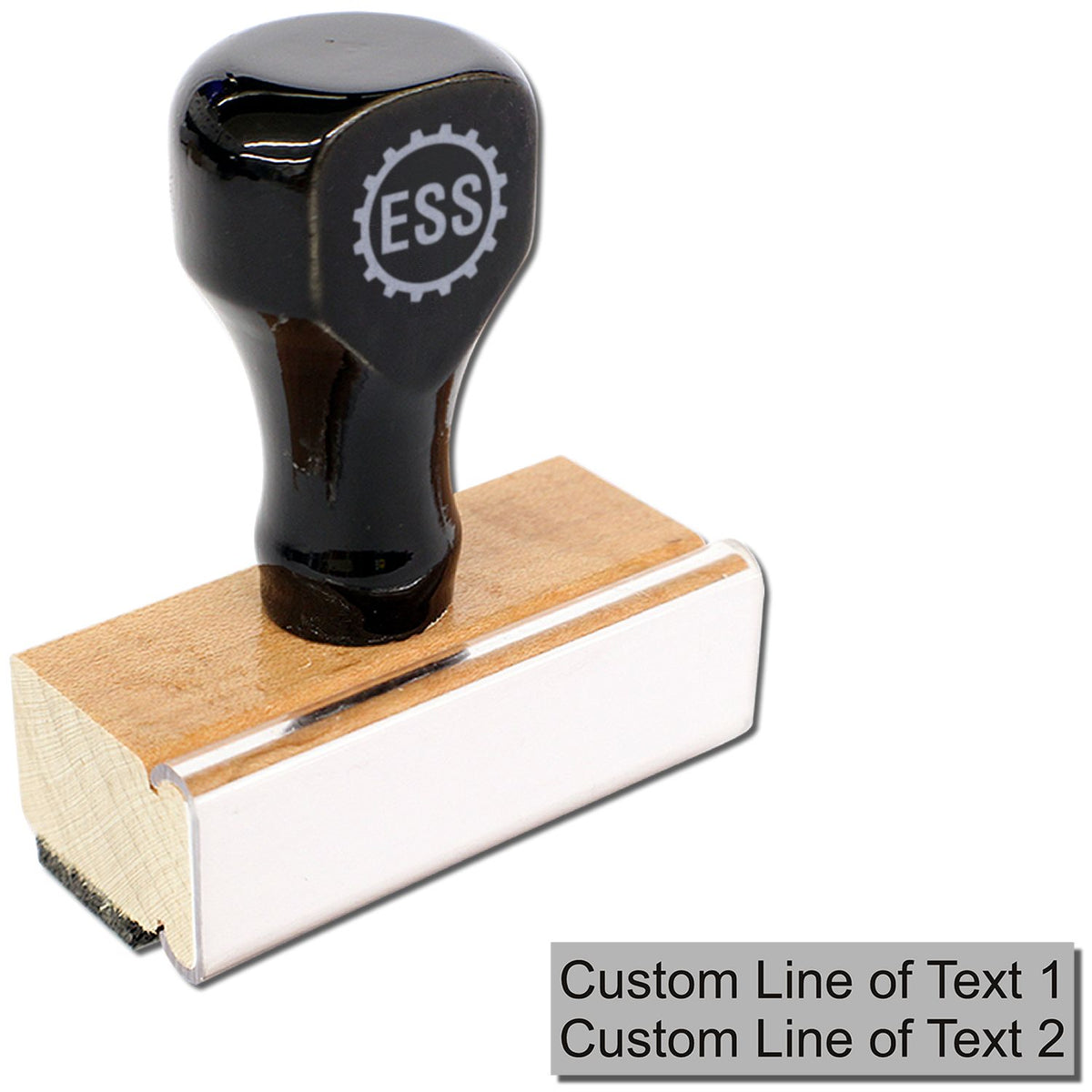 2 Line Custom Rubber Stamp with Wood Handle