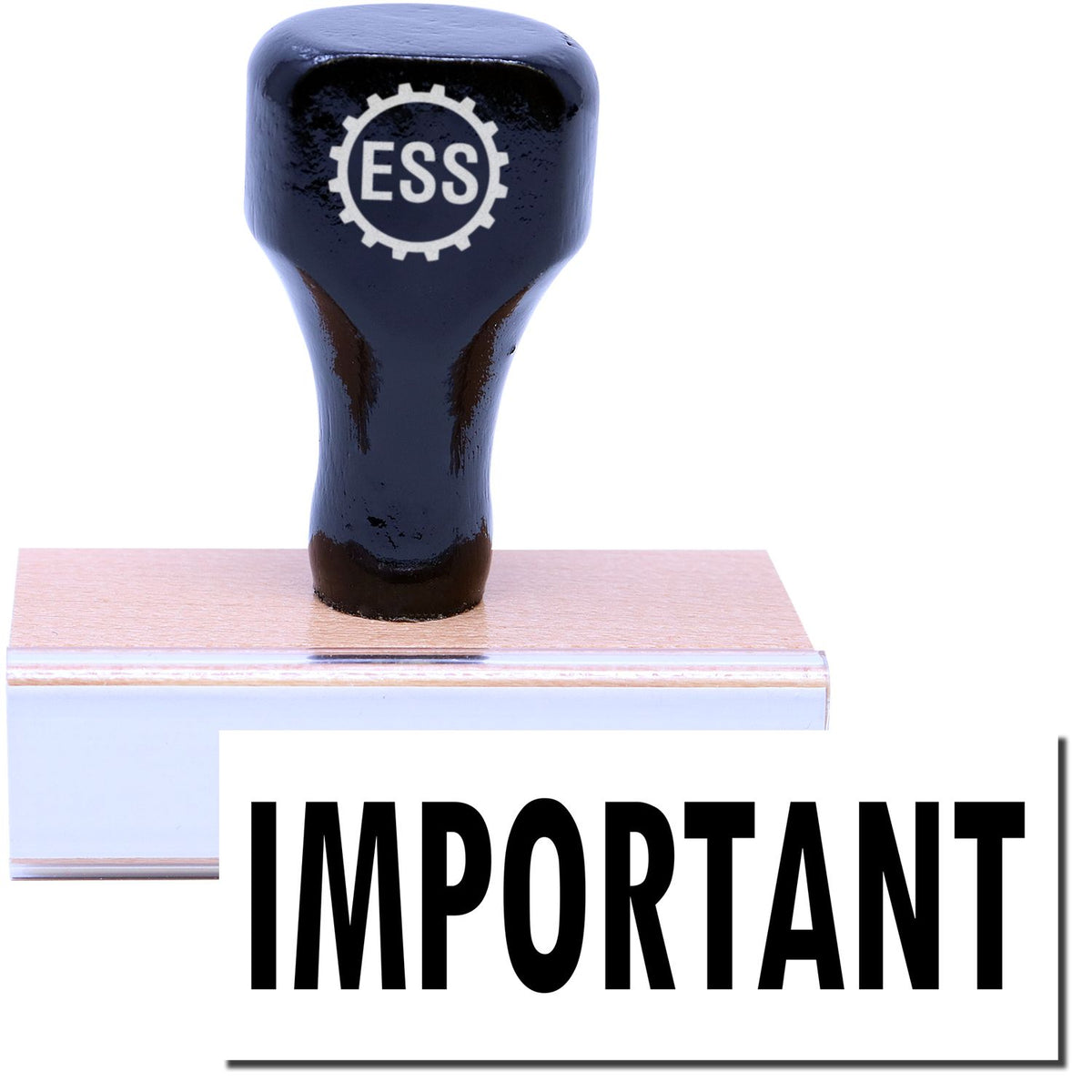A stock office rubber stamp with a stamped image showing how the text &quot;IMPORTANT&quot; is displayed after stamping.
