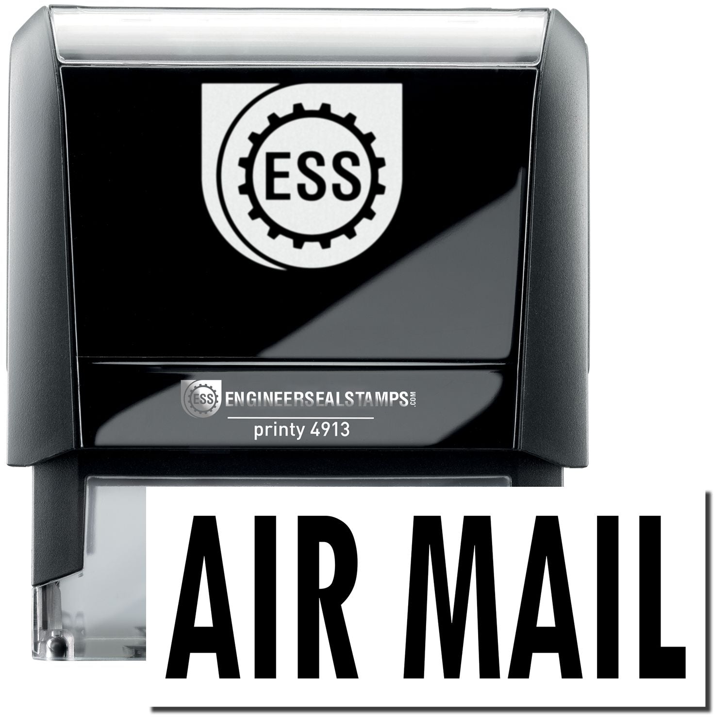 A large self-inking stamp with a stamped image showing the text "AIR MAIL" in large bold font.