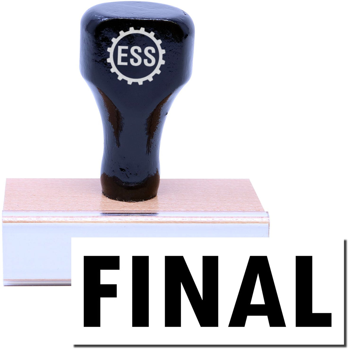 A stock office rubber stamp with a stamped image showing how the text &quot;FINAL&quot; in a large font is displayed after stamping.