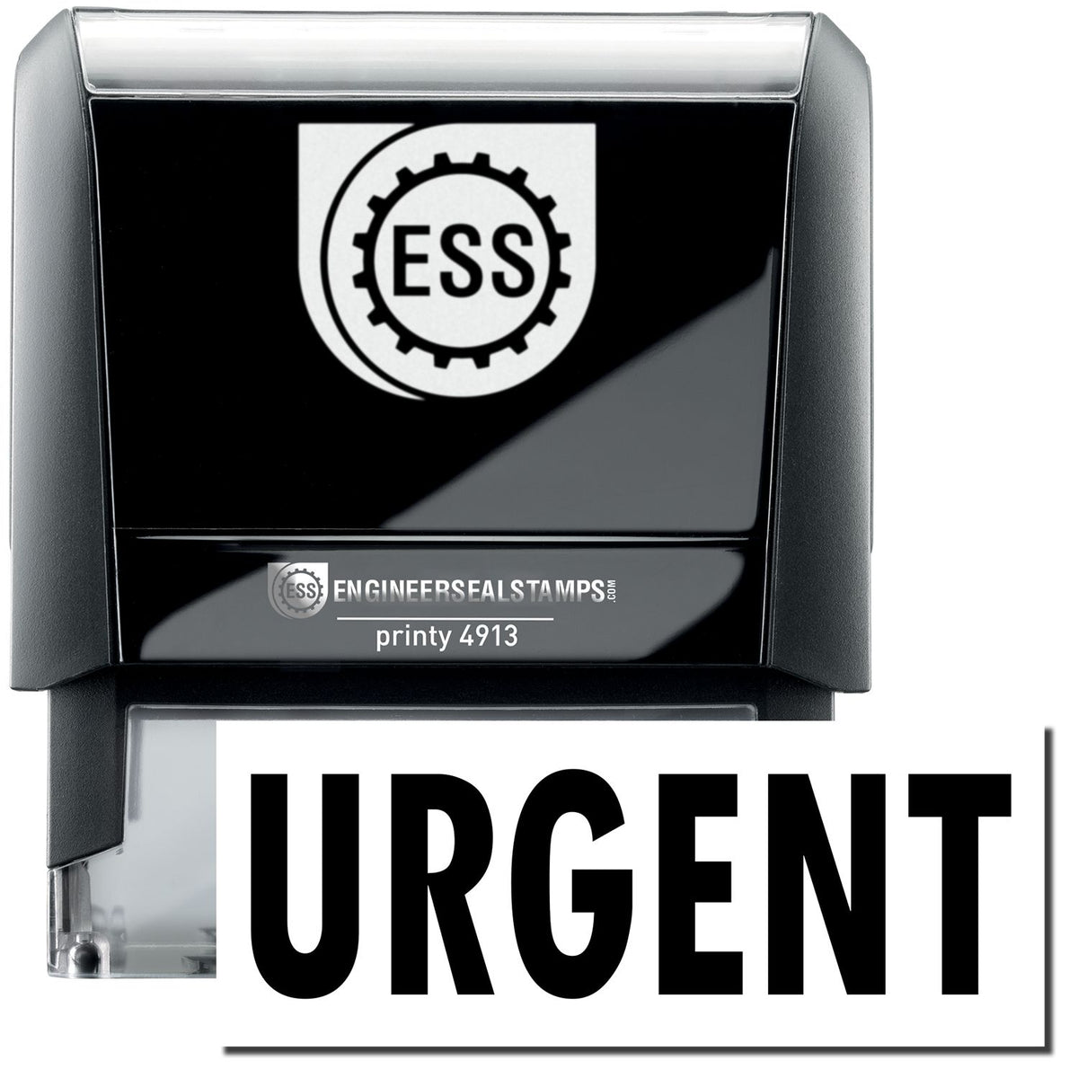 A self-inking stamp with a stamped image showing how the text &quot;URGENT&quot; in a large bold font is displayed by it.