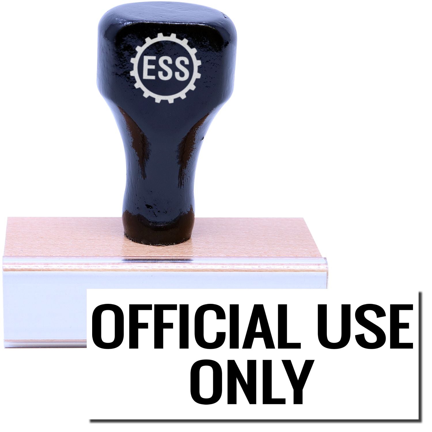 A stock office rubber stamp with a stamped image showing how the text OFFICIAL USE ONLY is displayed after stamping.