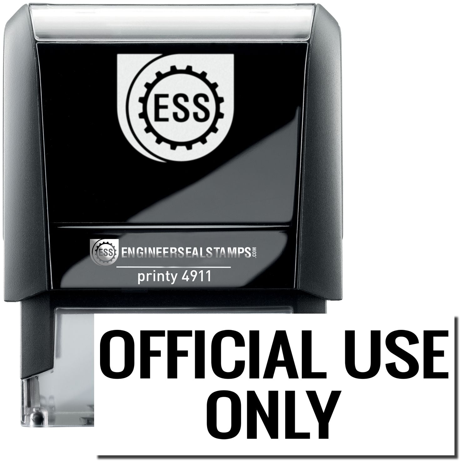 A self-inking stamp with a stamped image showing how the text "OFFICIAL USE ONLY" is displayed after stamping.