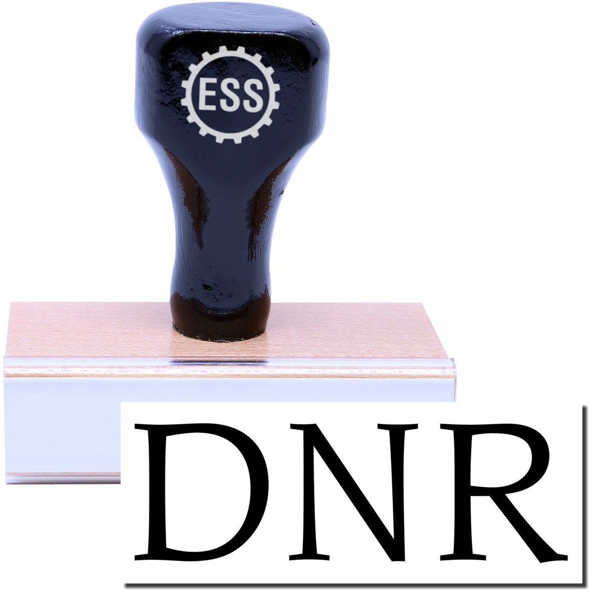 A stock office medical rubber stamp with a stamped image showing how the text &quot;DNR&quot; is displayed after stamping.