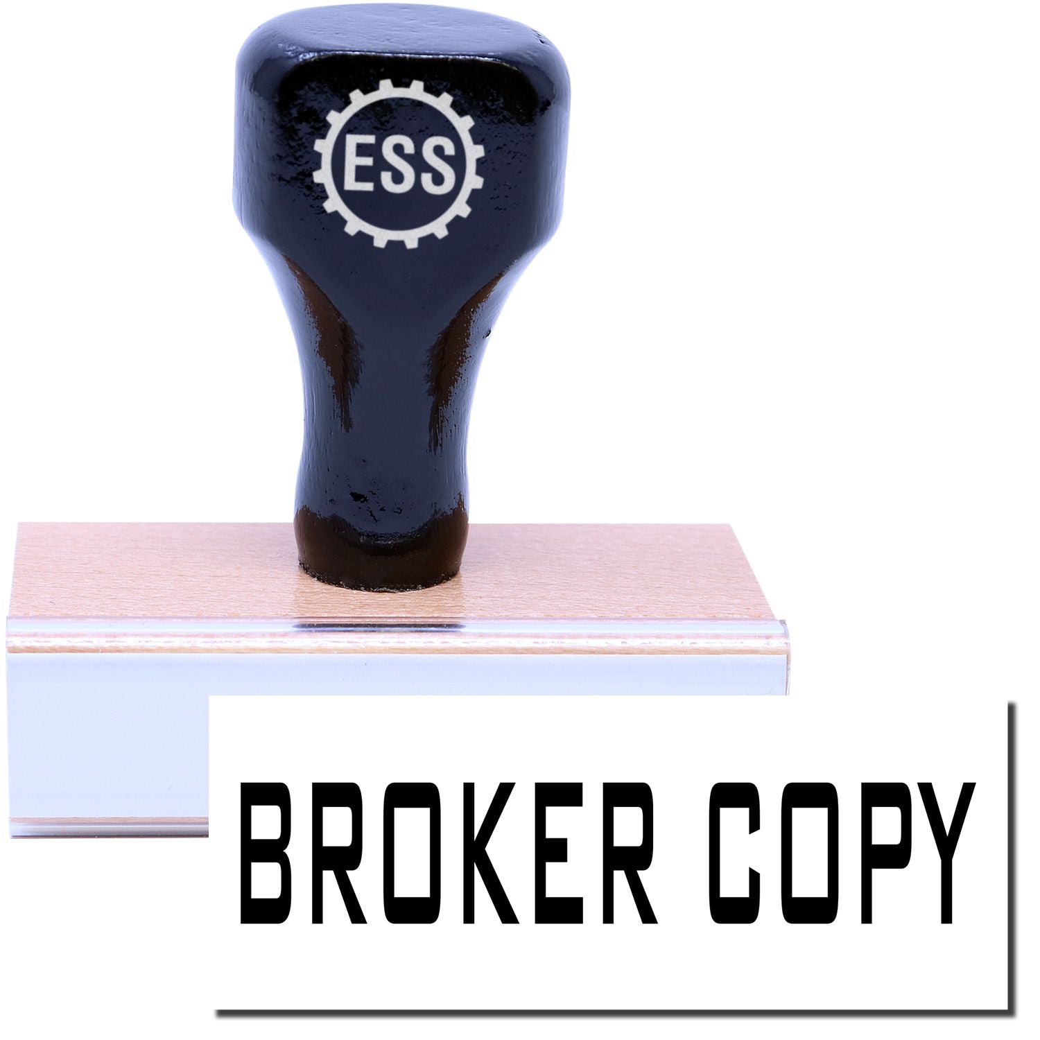 A stock office rubber stamp with a stamped image showing how the text "BROKER COPY" is displayed after stamping.