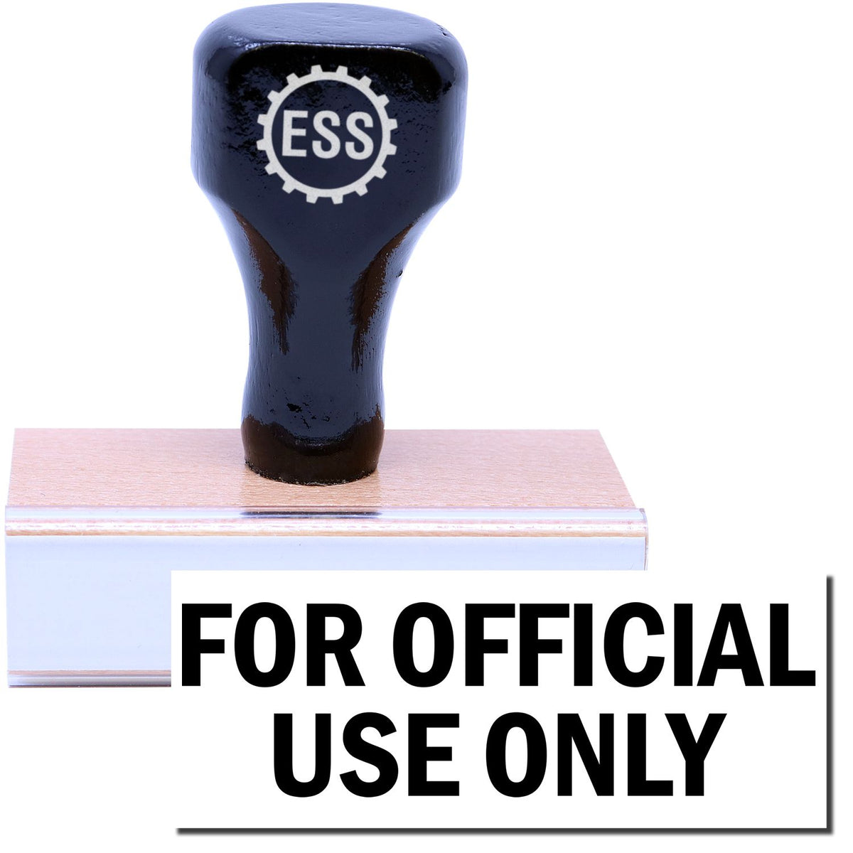 A stock office rubber stamp with a stamped image showing how the text &quot;FOR OFFICIAL USE ONLY&quot; is displayed after stamping.