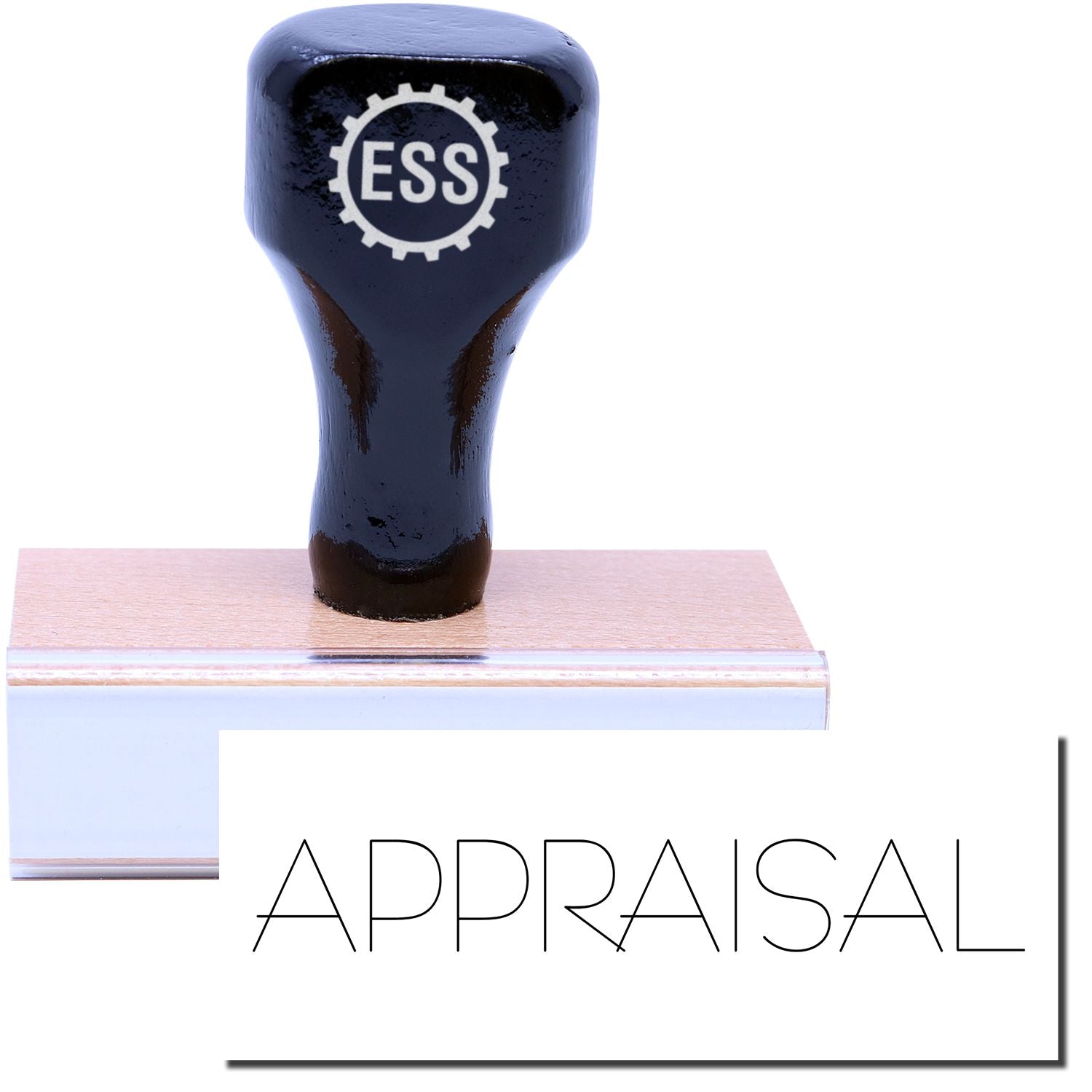 A stock office rubber stamp with a stamped image showing how the text APPRAISAL in a large font is displayed after stamping.