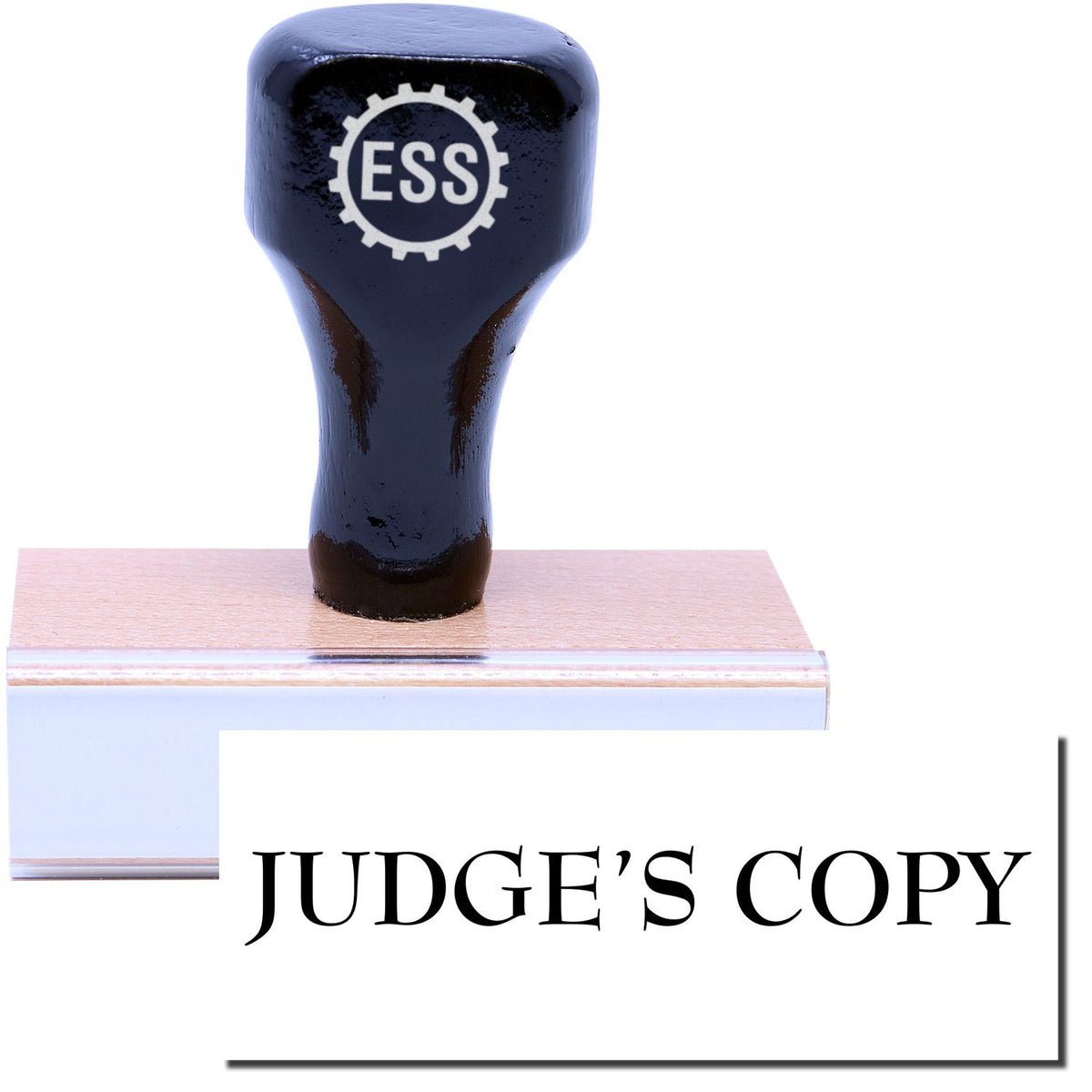 A stock office rubber stamp with a stamped image showing how the text &quot;JUDGE&#39;S COPY&quot; in a large font is displayed after stamping.