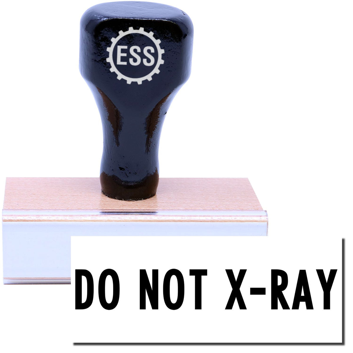 A stock office rubber stamp with a stamped image showing how the text &quot;DO NOT X-RAY&quot; in a large font is displayed after stamping.