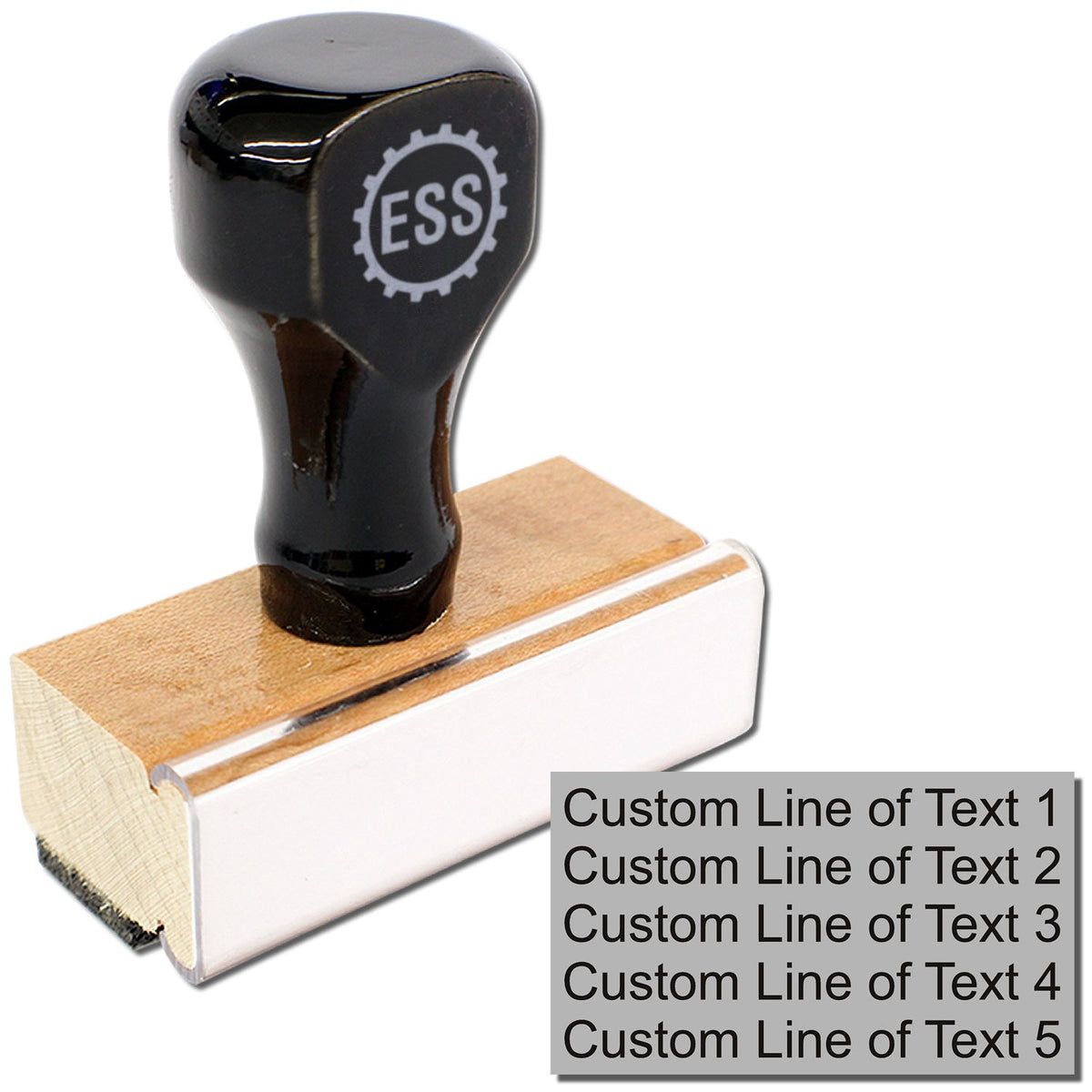5 Line Custom Rubber Stamp with Wood Handle