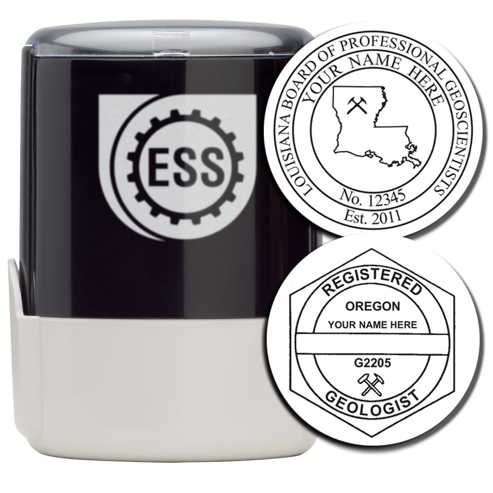 Geologist Self Inking Rubber Stamp of Seal by ESS, featuring customizable professional seals for geologists with state-specific designs.