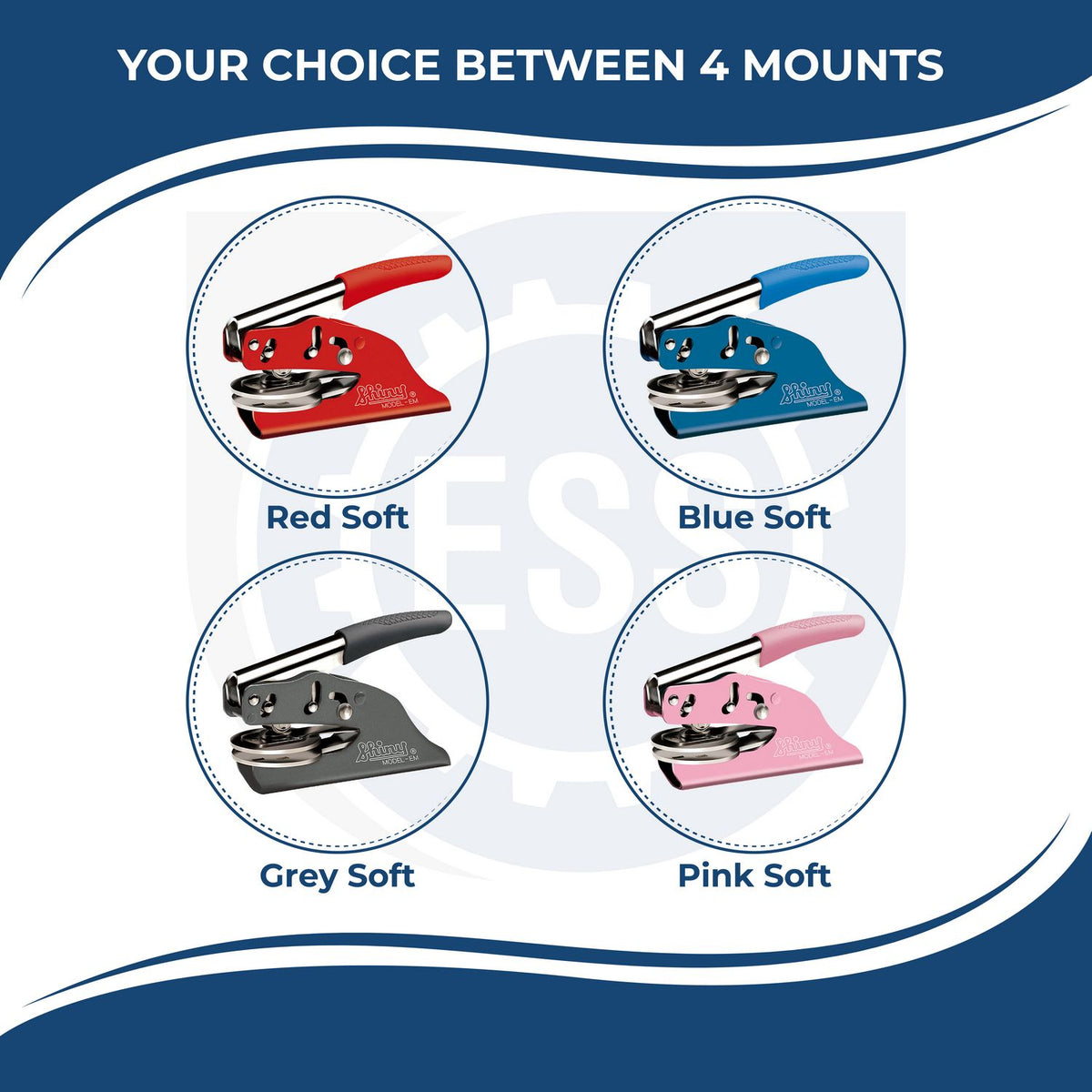 A slide for the Soft Maryland Professional Engineer Seal showing the color options with a Red Handle, Blue Handle Pink and Black Handle