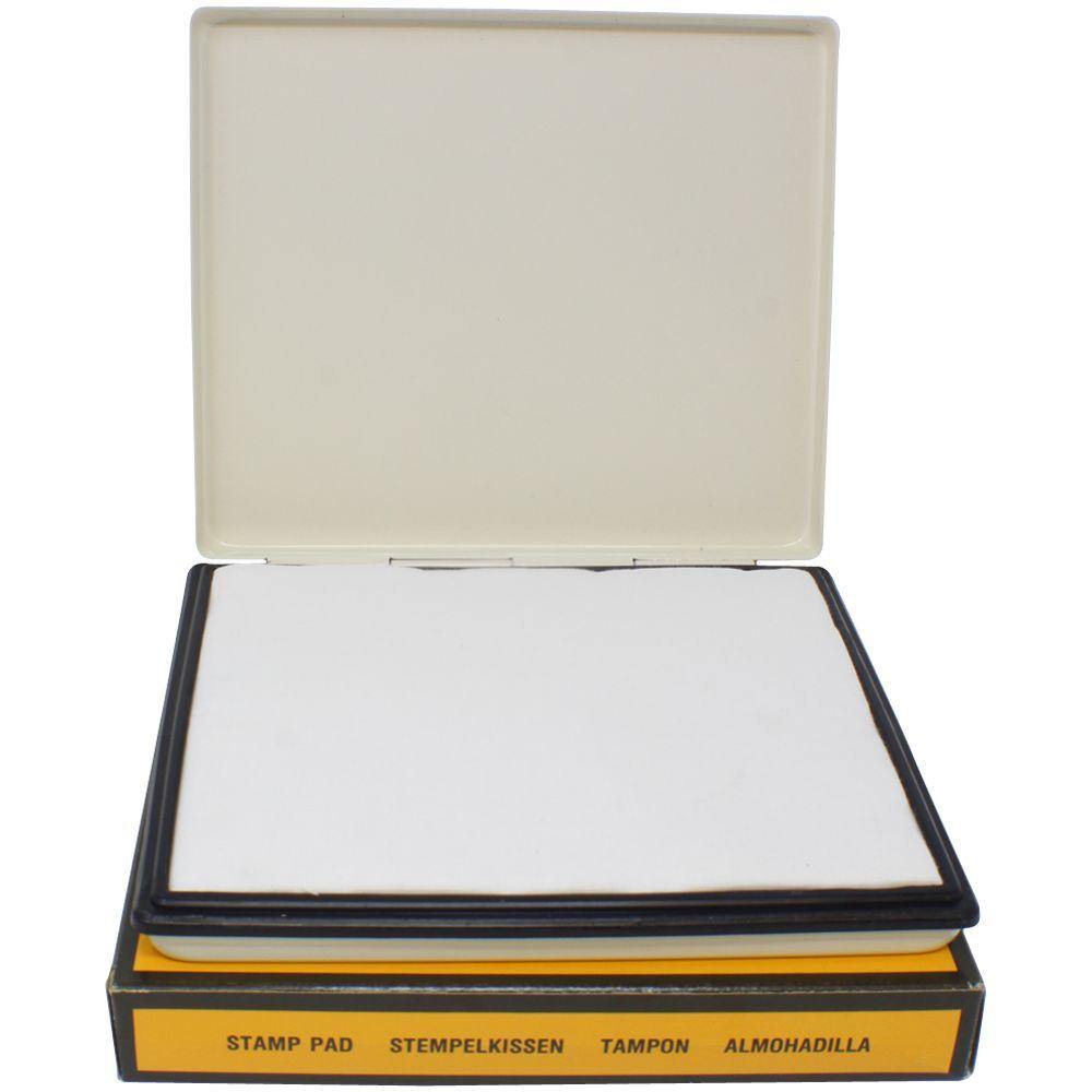 Industrial Large Stamp Pad 10 Size 6 x 8 shown open with a white pad inside a yellow and black box labeled in multiple languages.