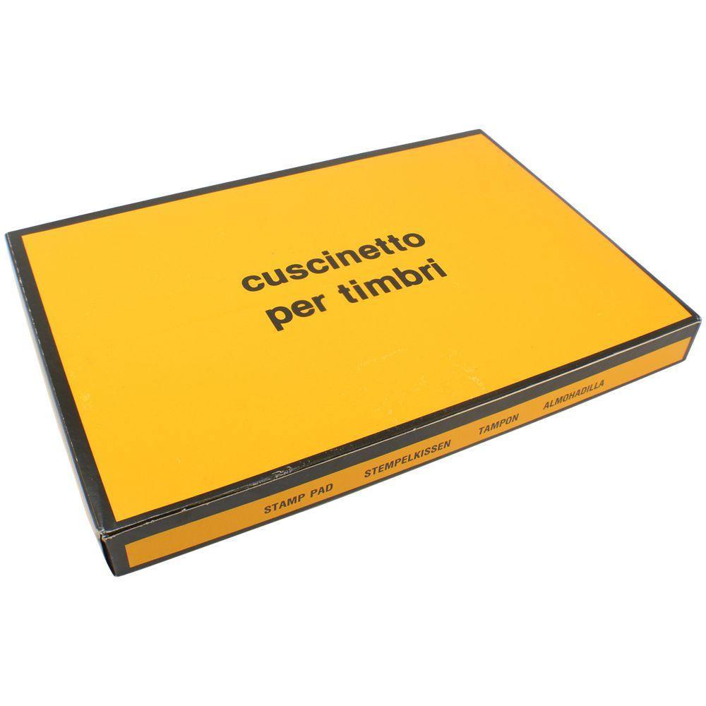 Yellow and black box of the Industrial Rubber Stamp Pad-12 (Size: 6 x 12) with multilingual text on the sides and top.