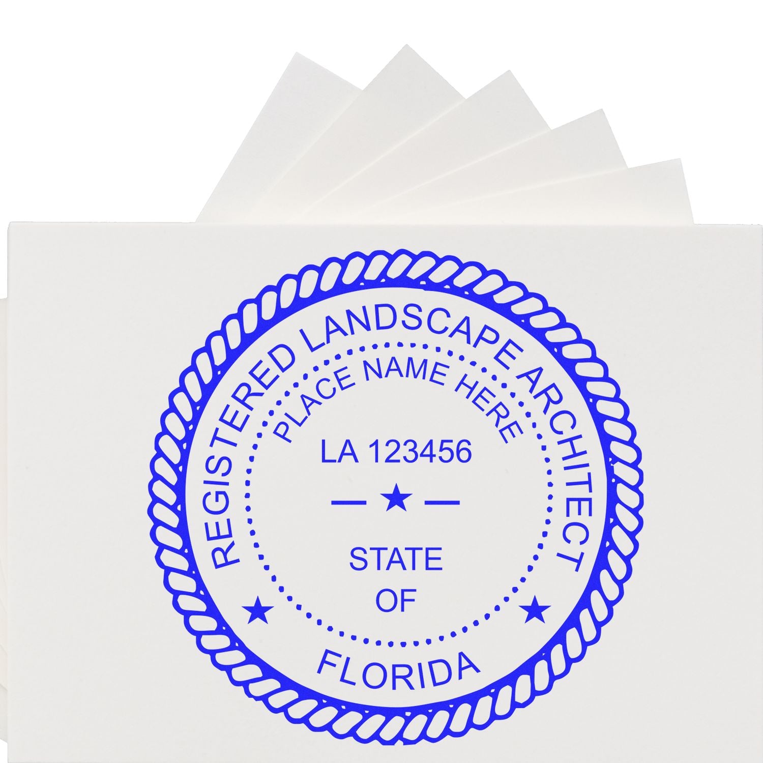 The main image for the Premium MaxLight Pre-Inked Florida Landscape Architectural Stamp depicting a sample of the imprint and electronic files