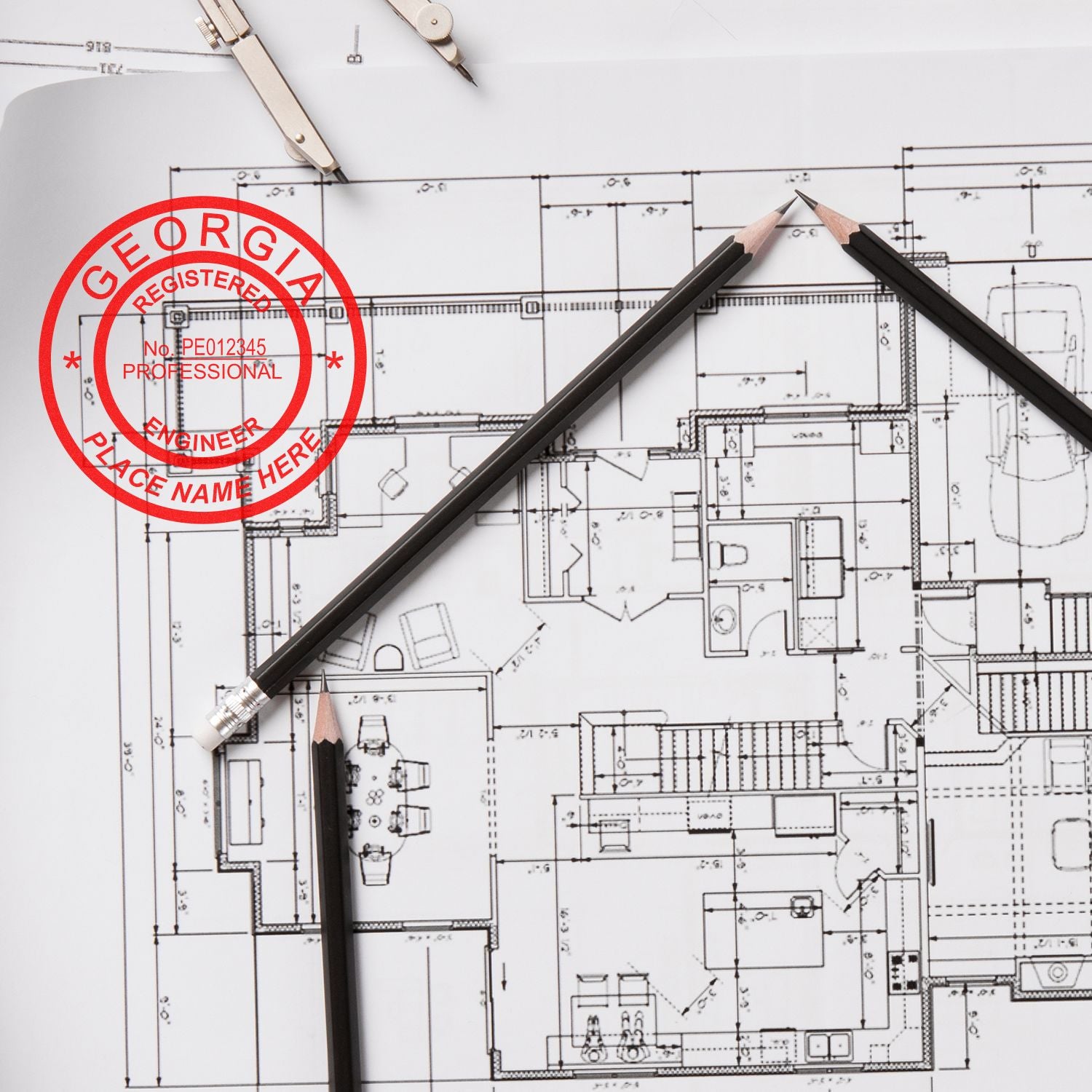 This paper is stamped with a sample imprint of the Digital Georgia PE Stamp and Electronic Seal for Georgia Engineer, signifying its quality and reliability.