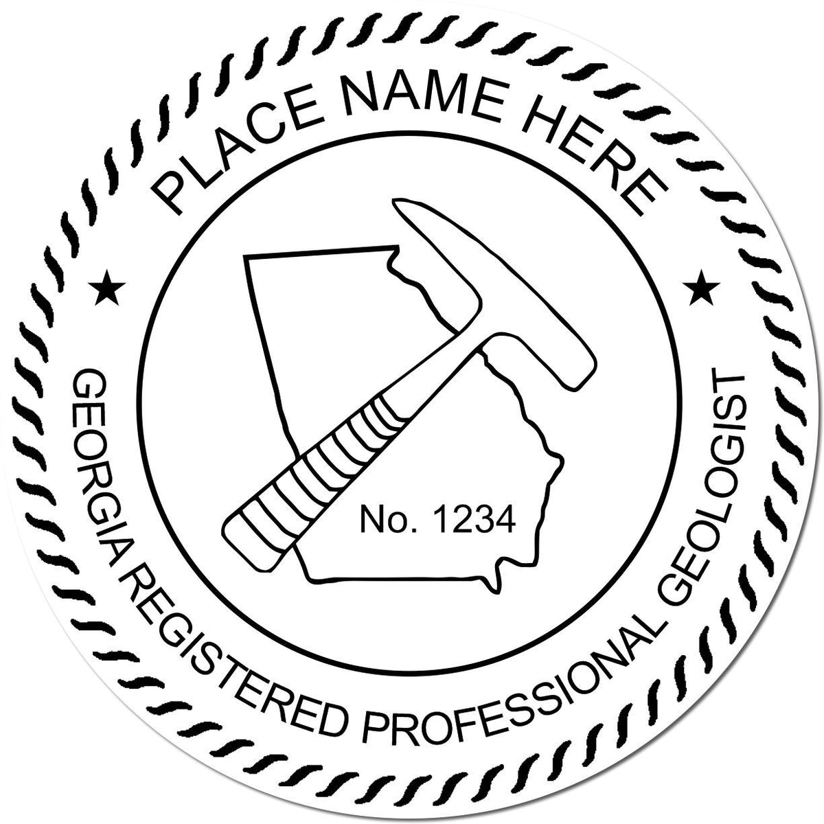 This paper is stamped with a sample imprint of the Slim Pre-Inked Georgia Professional Geologist Seal Stamp, signifying its quality and reliability.