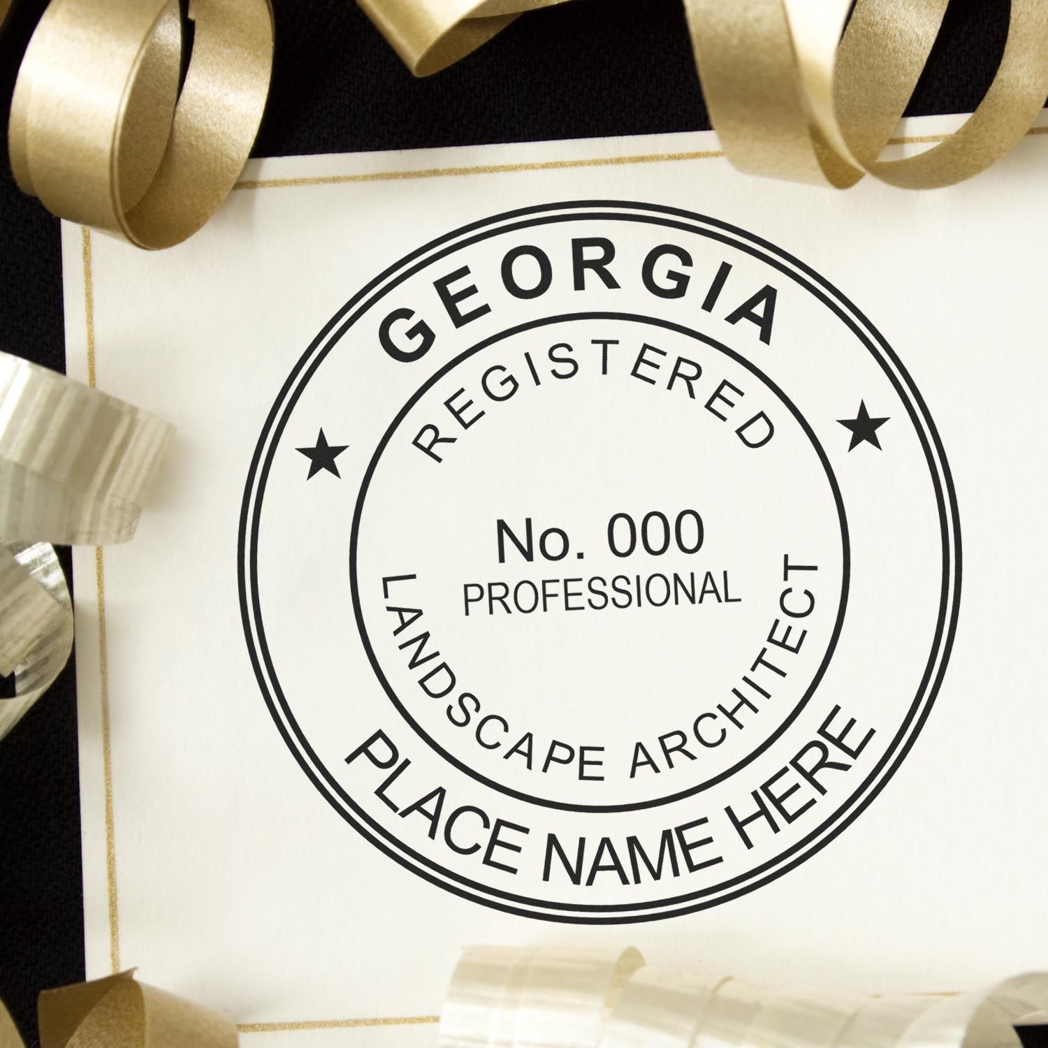The main image for the Digital Georgia Landscape Architect Stamp depicting a sample of the imprint and electronic files