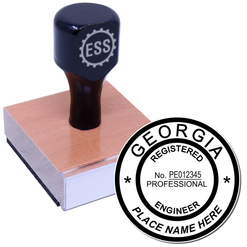 The main image for the Georgia Professional Engineer Seal Stamp depicting a sample of the imprint and electronic files