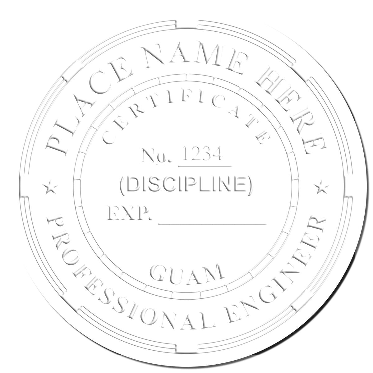 The Long Reach Guam PE Seal stamp impression comes to life with a crisp, detailed photo on paper - showcasing true professional quality.