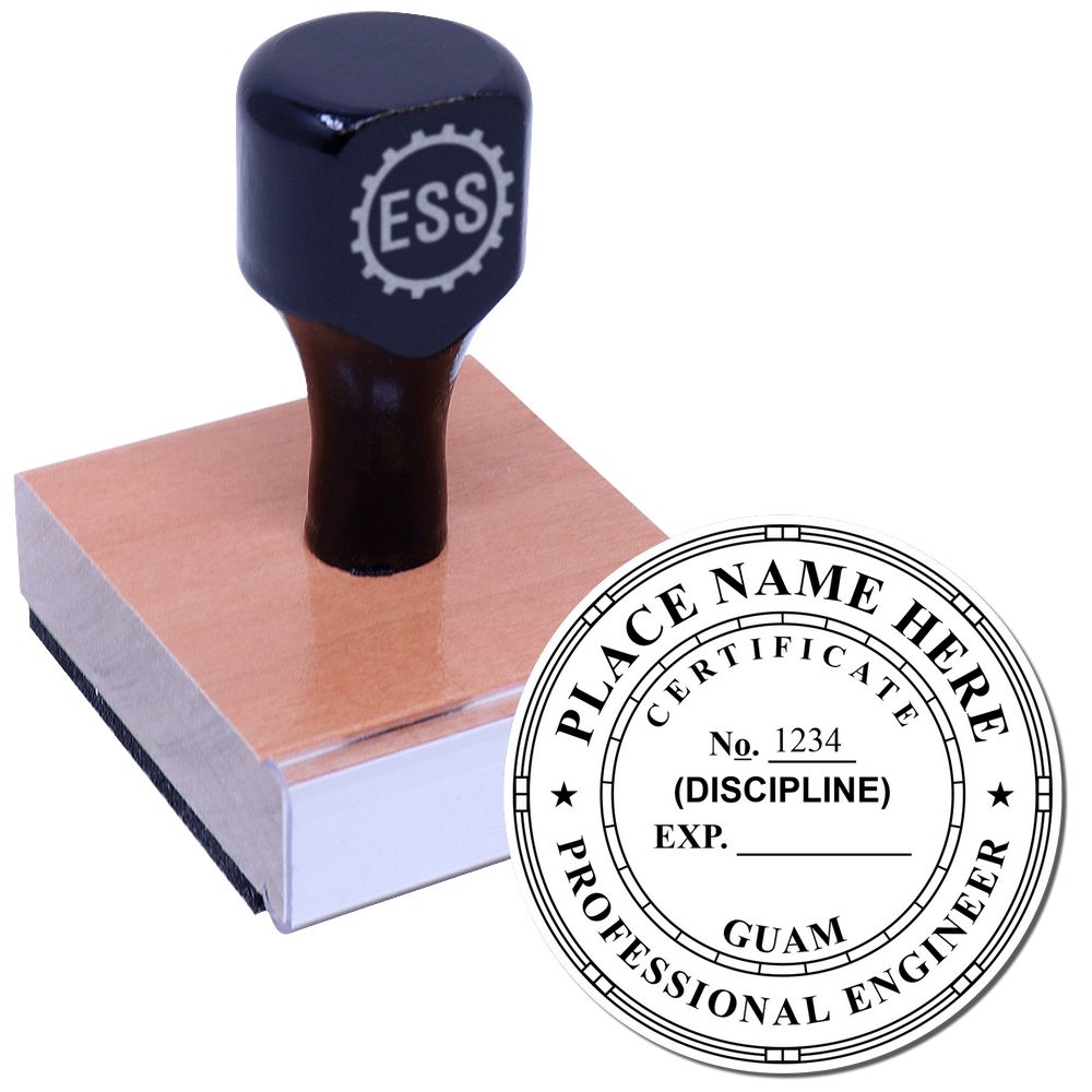 The main image for the Guam Professional Engineer Seal Stamp depicting a sample of the imprint and electronic files