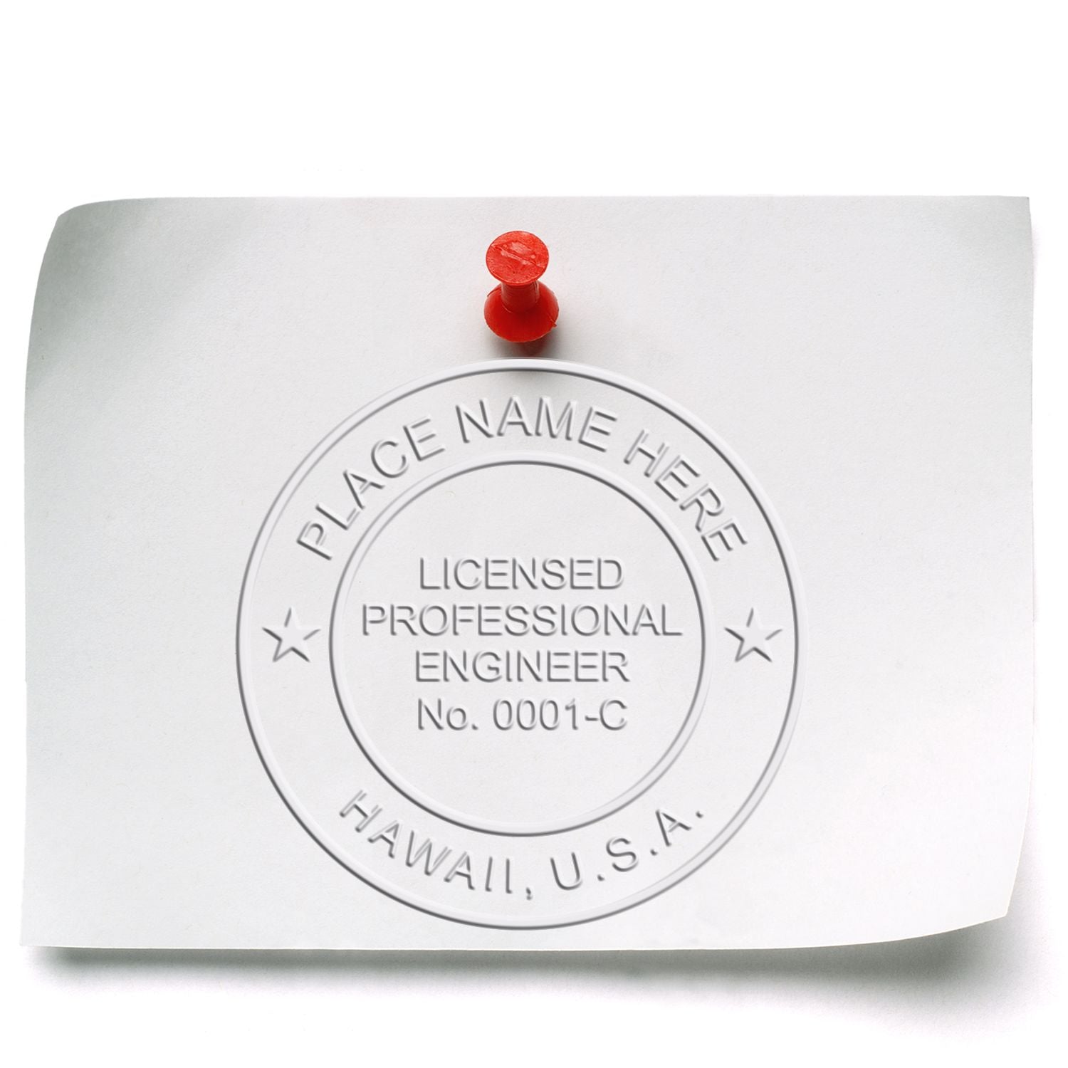 The main image for the State of Hawaii Extended Long Reach Engineer Seal depicting a sample of the imprint and electronic files