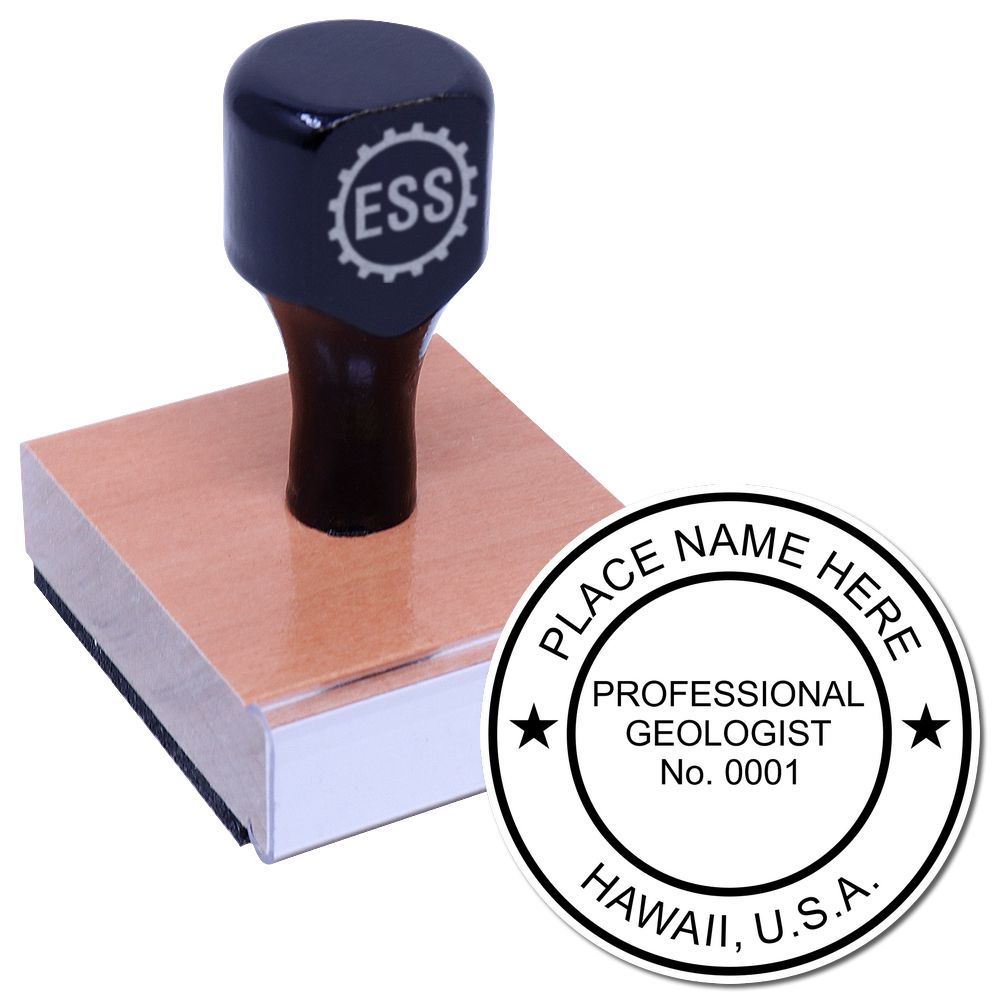 The main image for the Hawaii Professional Geologist Seal Stamp depicting a sample of the imprint and imprint sample