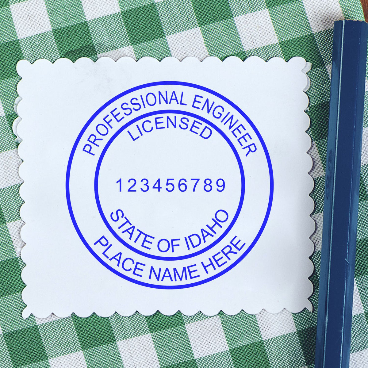 The Slim Pre-Inked Idaho Professional Engineer Seal Stamp stamp impression comes to life with a crisp, detailed photo on paper - showcasing true professional quality.