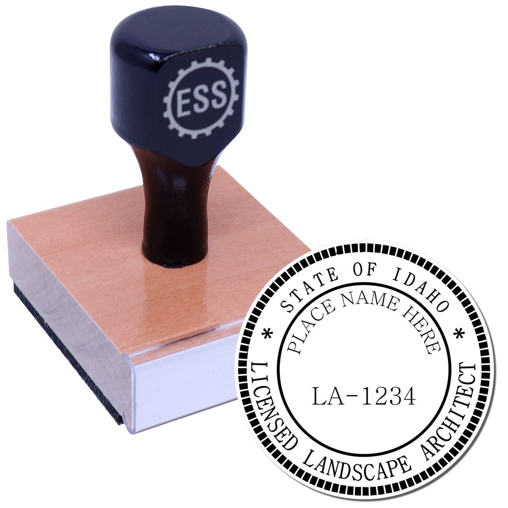 The main image for the Idaho Landscape Architectural Seal Stamp depicting a sample of the imprint and electronic files
