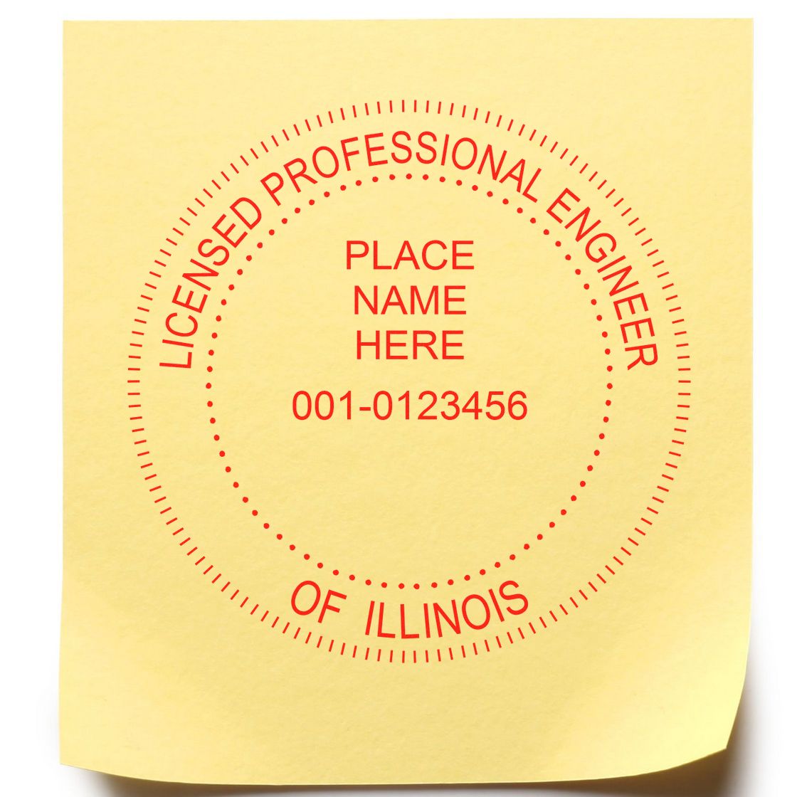 A photograph of the Premium MaxLight Pre-Inked Illinois Engineering Stamp stamp impression reveals a vivid, professional image of the on paper.