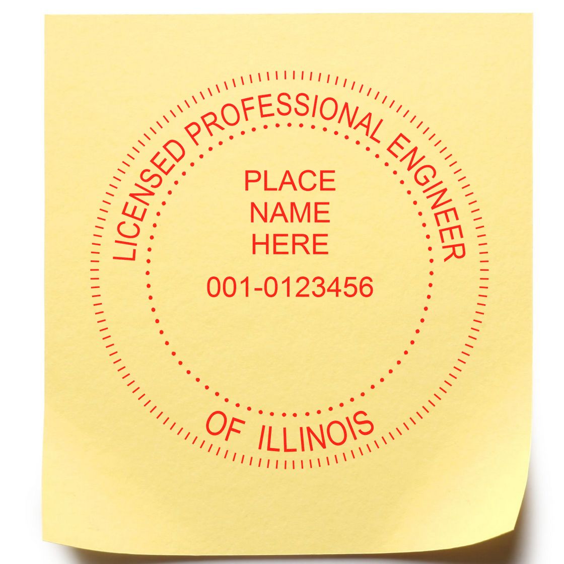 A photograph of the Self-Inking Illinois PE Stamp stamp impression reveals a vivid, professional image of the on paper.