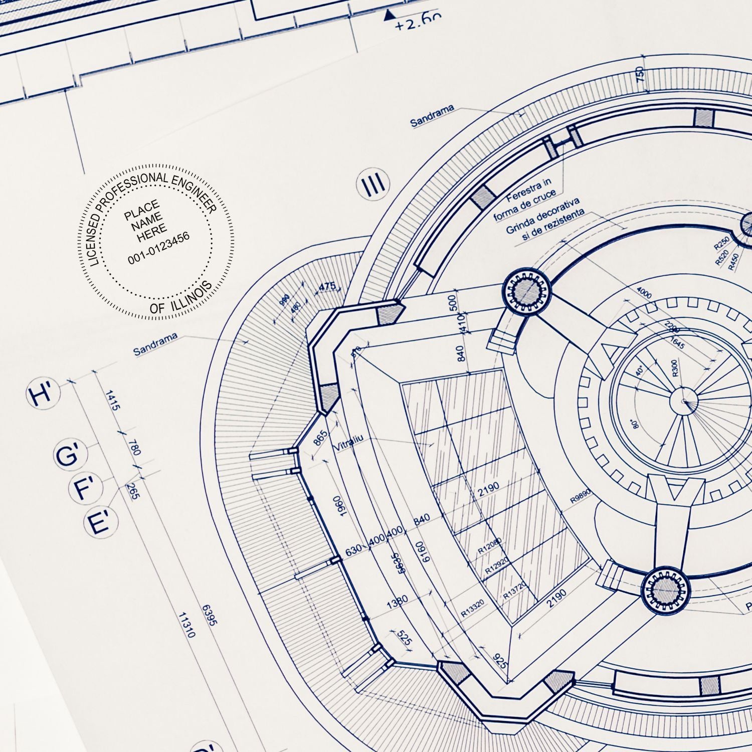 This paper is stamped with a sample imprint of the Digital Illinois PE Stamp and Electronic Seal for Illinois Engineer, signifying its quality and reliability.