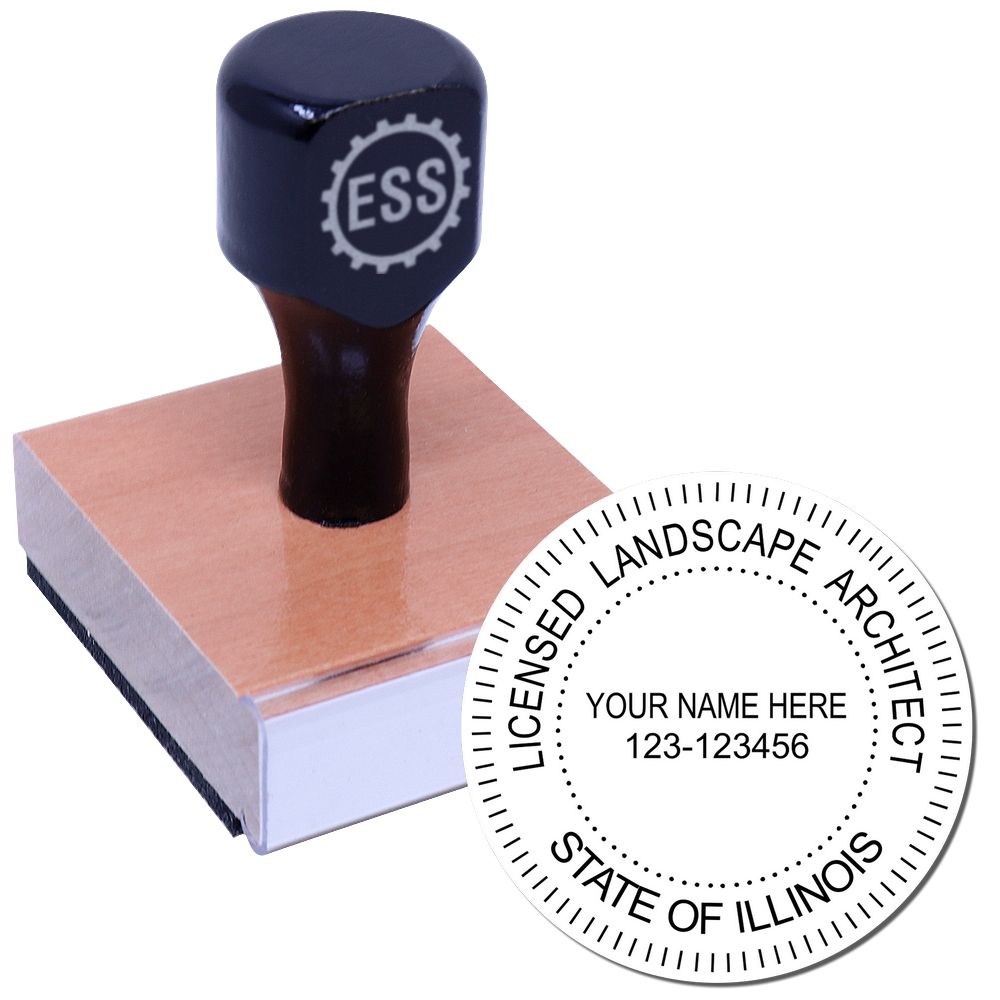 The main image for the Illinois Landscape Architectural Seal Stamp depicting a sample of the imprint and electronic files