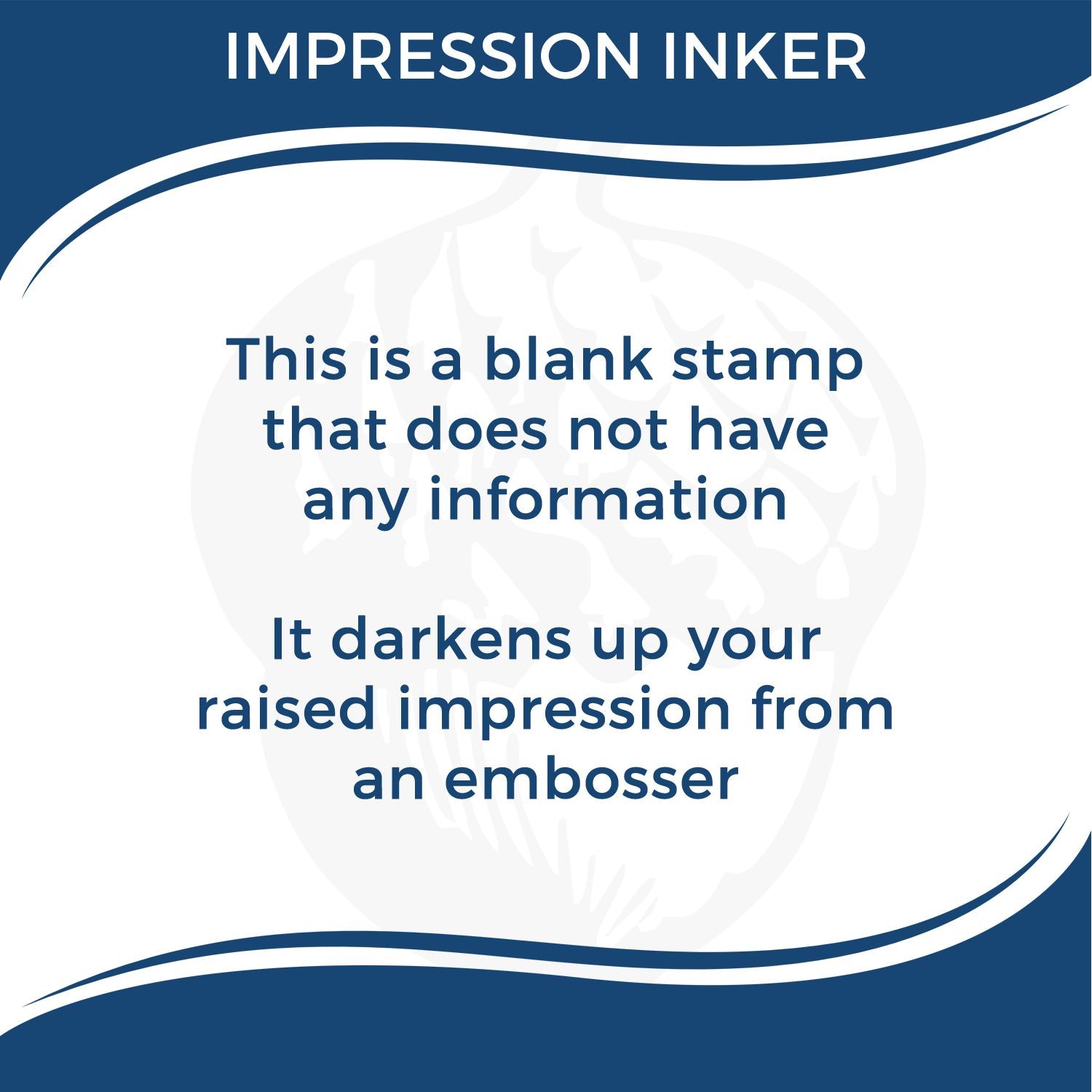 Image of a Slim Notary Seal Impression Inker packaging with text explaining it darkens raised impressions from an embosser.