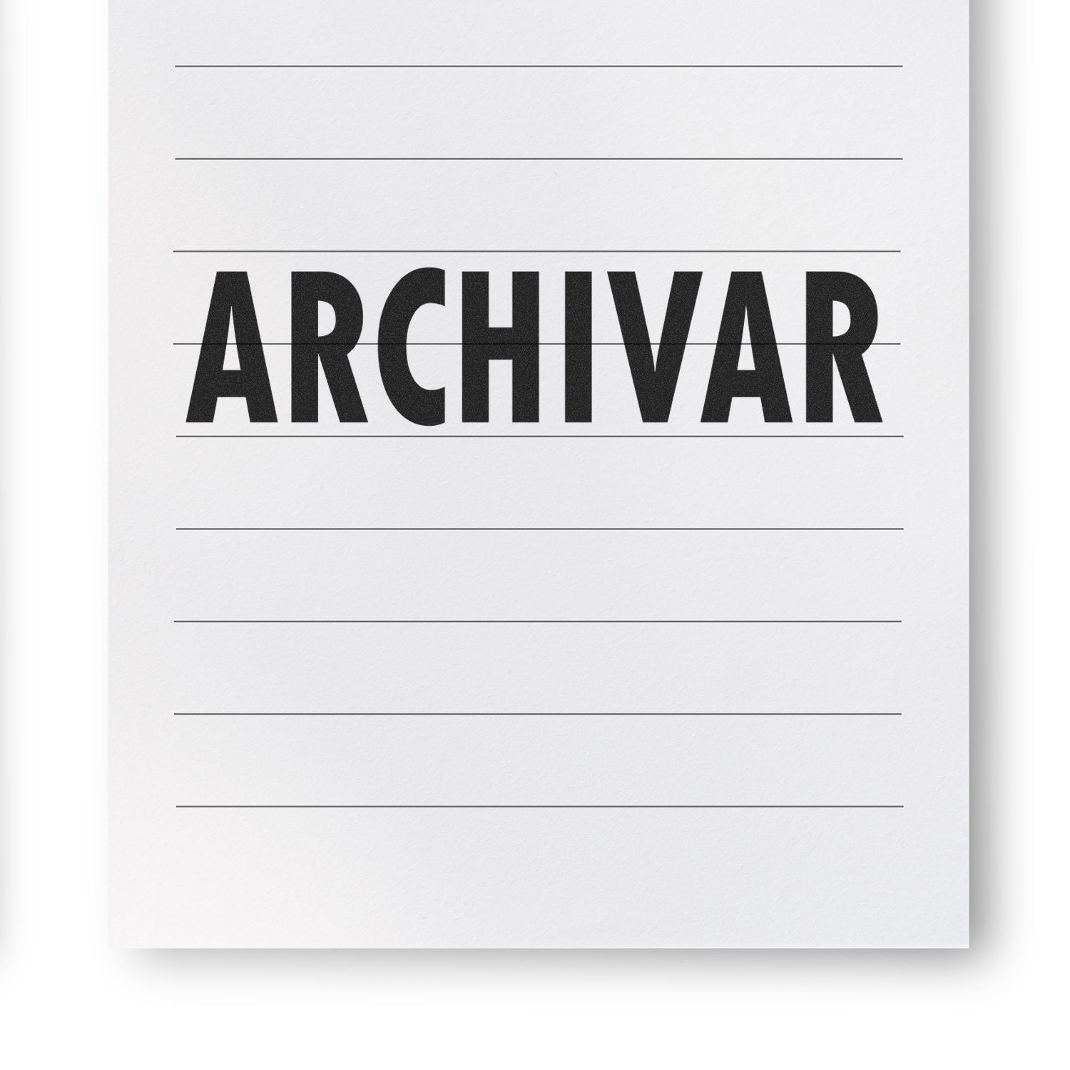 Archivar Rubber Stamp impression on lined paper, showing the word 'ARCHIVAR' in bold black letters.