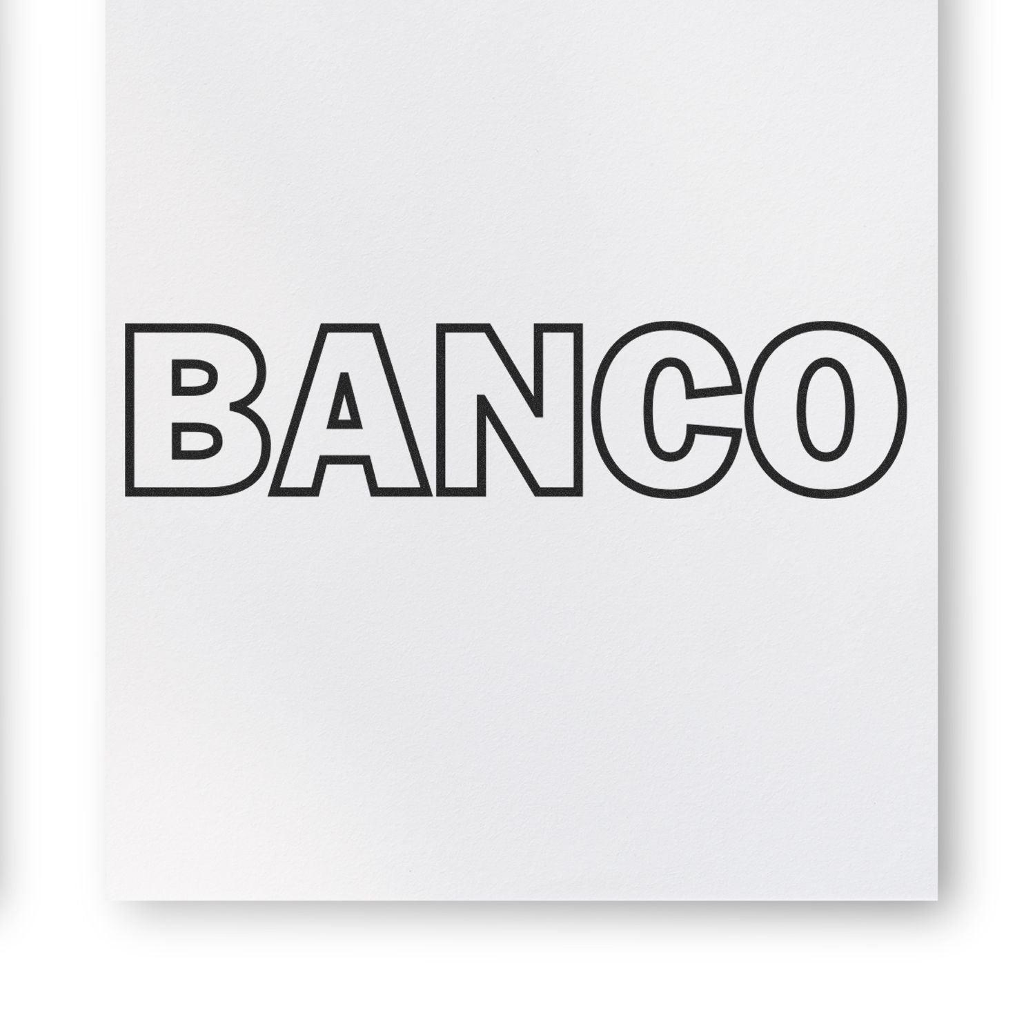 Image of a Banco rubber stamp imprint on white paper, displaying the word 'BANCO' in bold, black, uppercase letters.