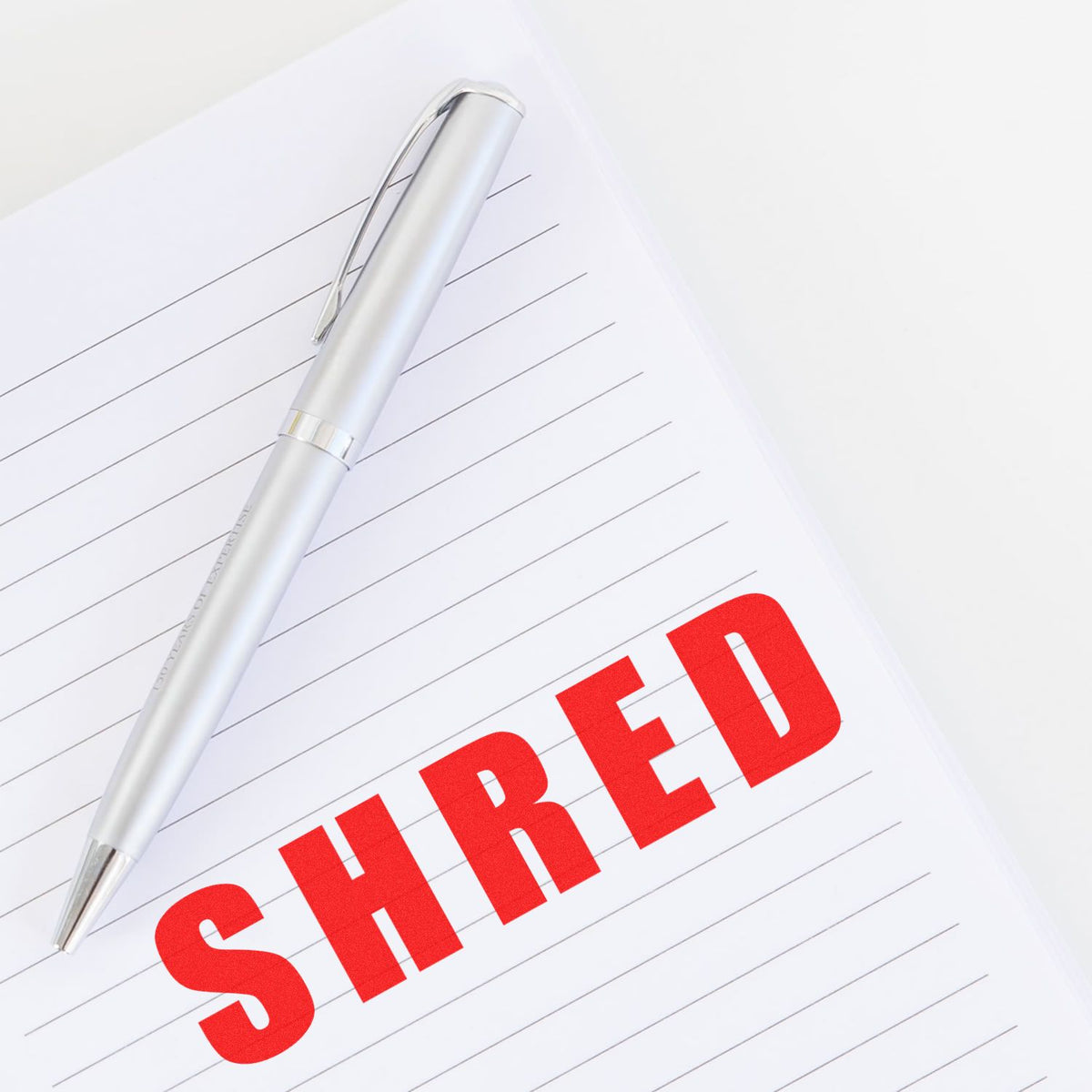 Large Bold Shred Rubber Stamp In Use Photo