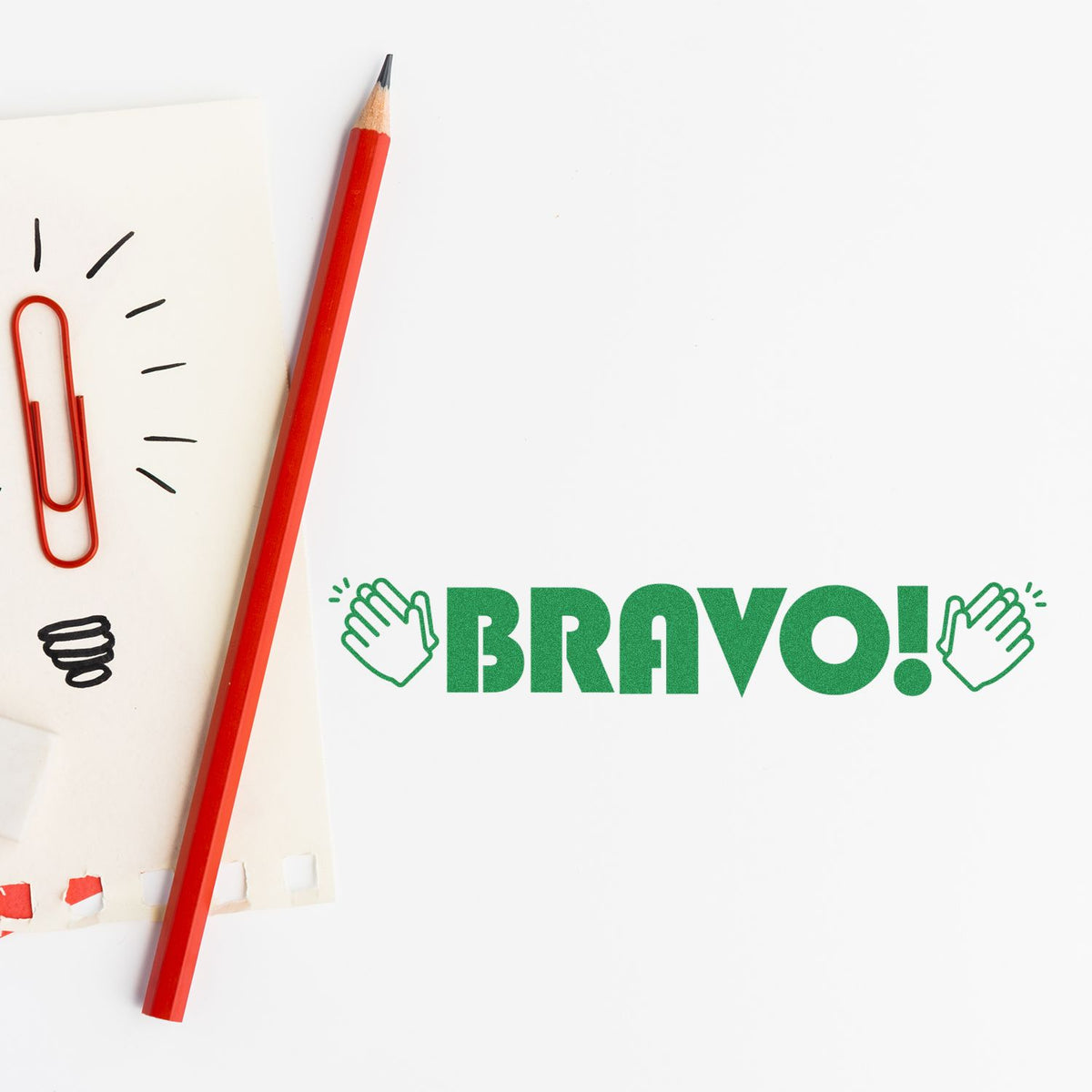Bravo with Hands Rubber Stamp In Use