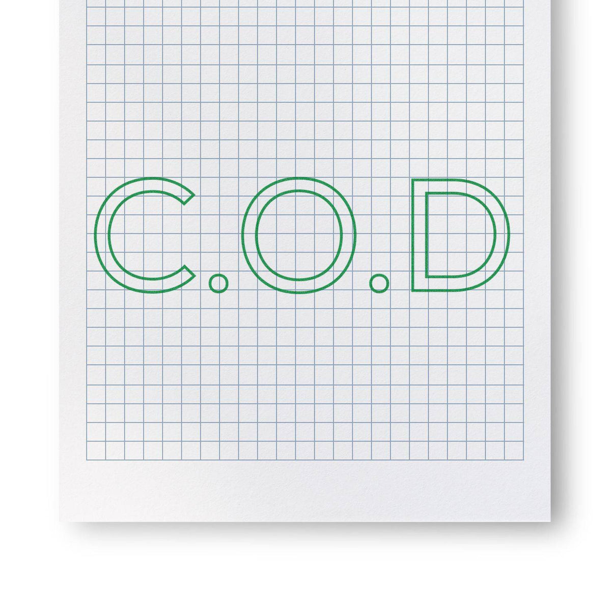 Large Pre-Inked COD Outline Stamp In Use