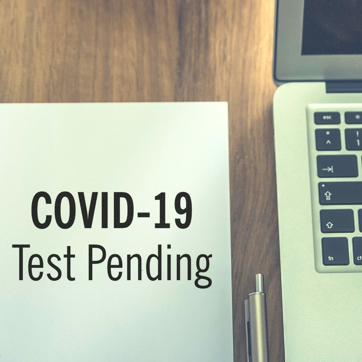 Large Self-Inking Covid-19 Test Pending Stamp Lifestyle Photo